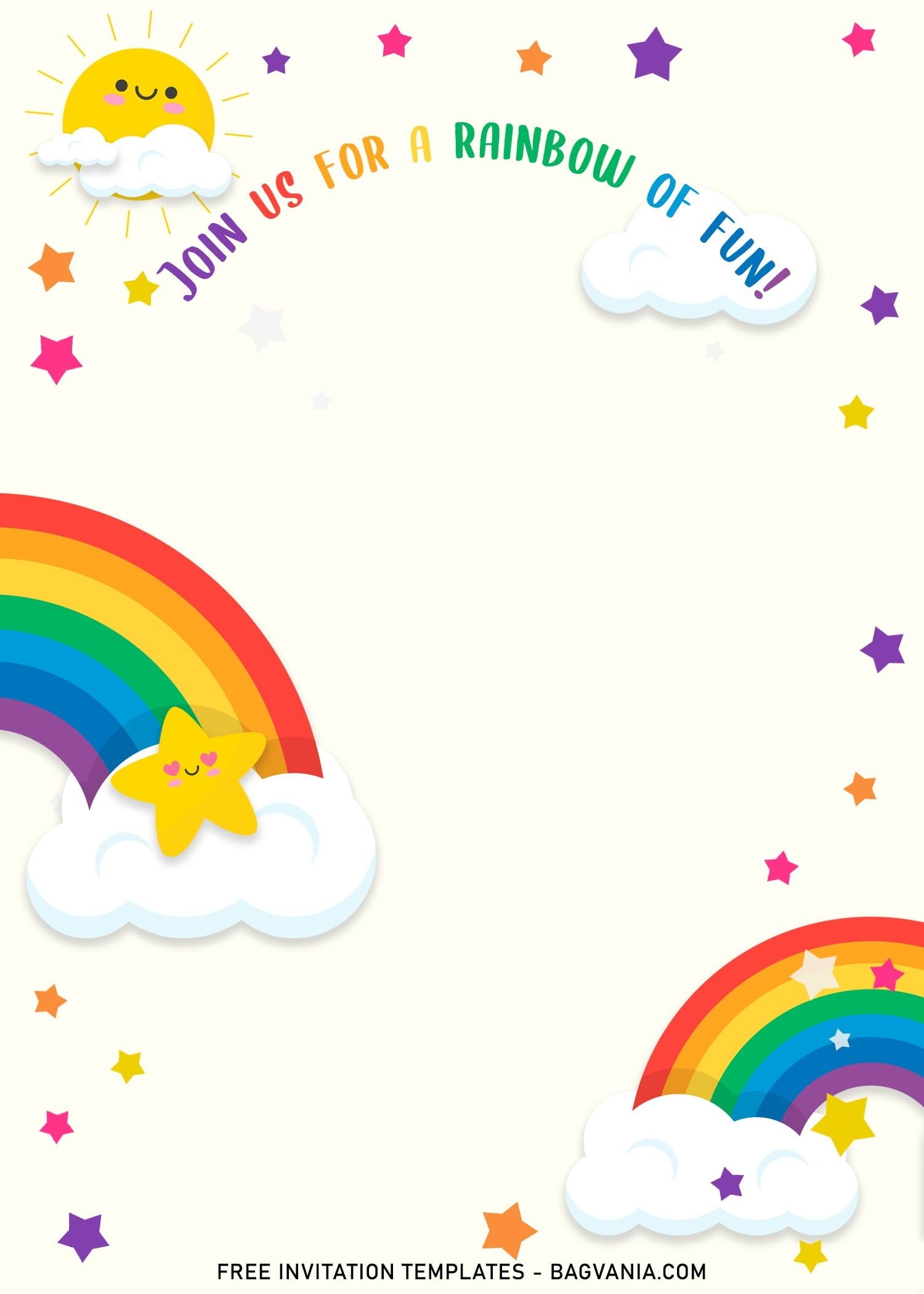 11 Colorful Rainbow Invitation Card Templates For A Whimsical 