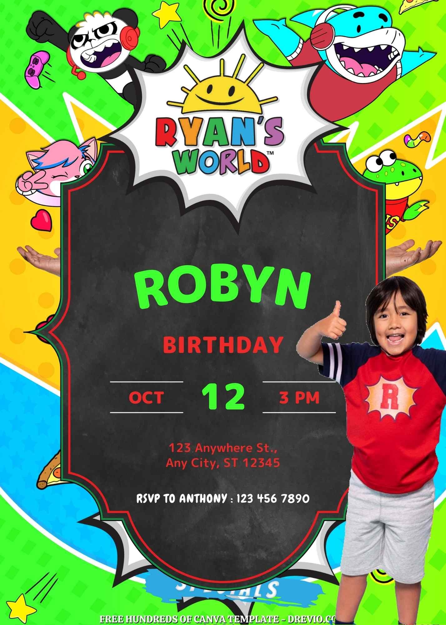 Printable Ryan's World Invitation Template Free