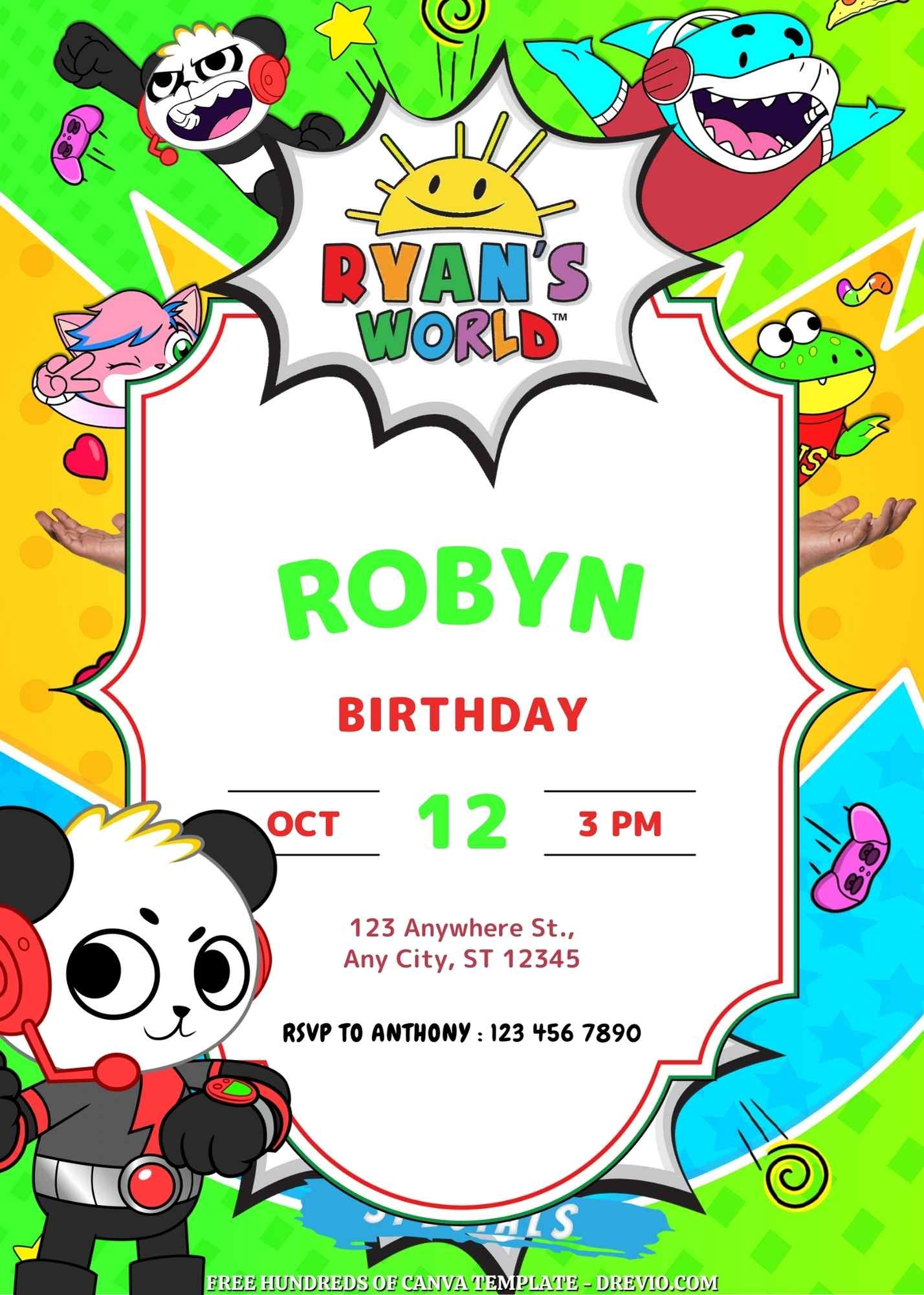 16 Ryan s World Canva Birthday Invitation Templates