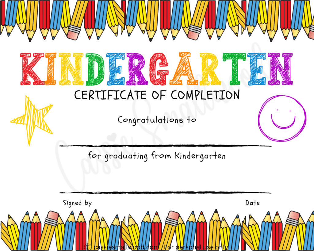 Award Editable Free Printable Kindergarten Certificate Templates