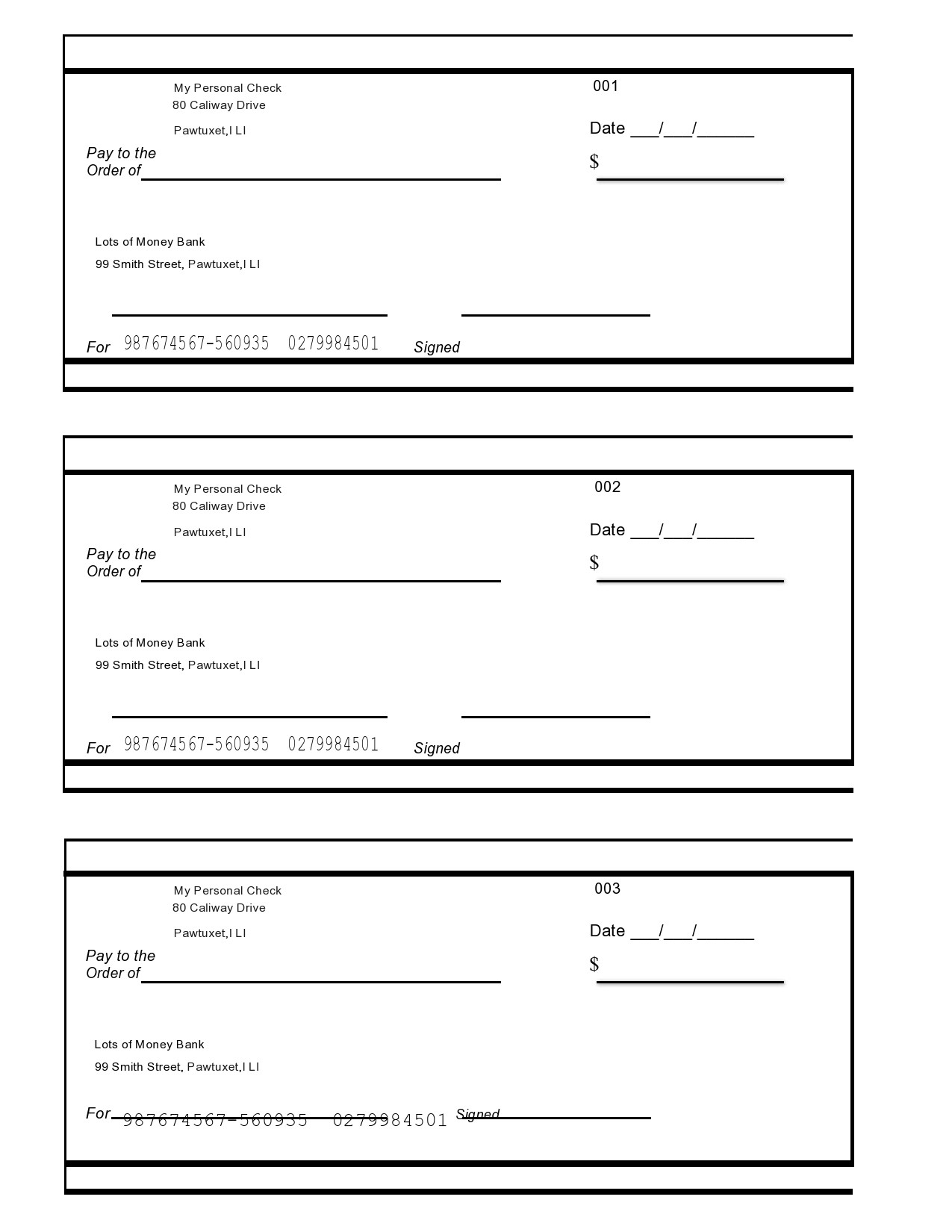 Free Printable Check Templates