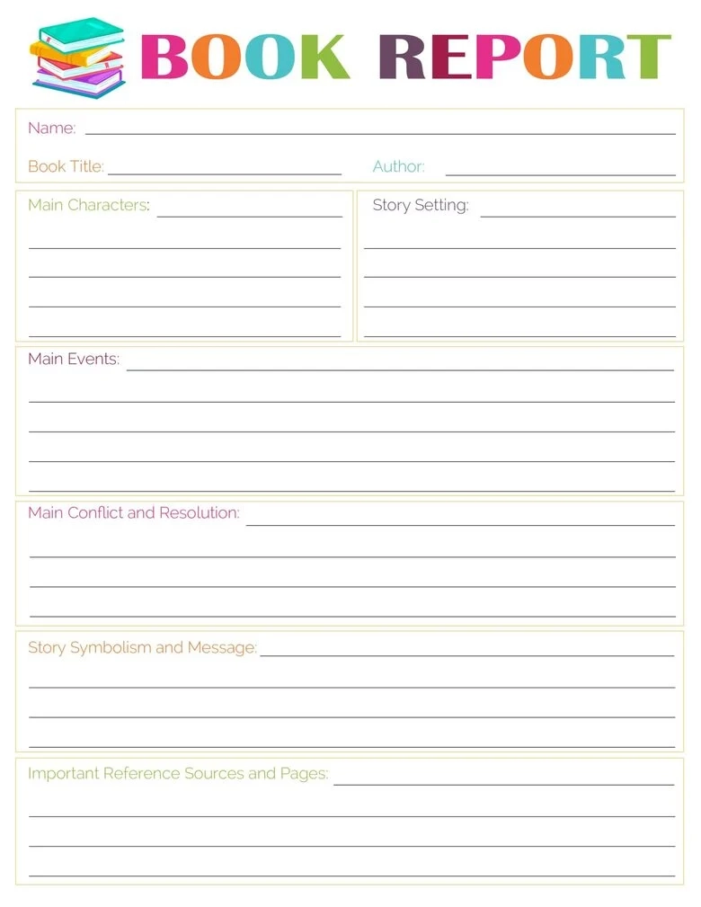 Free Printable 5th Grade Book Report Template
