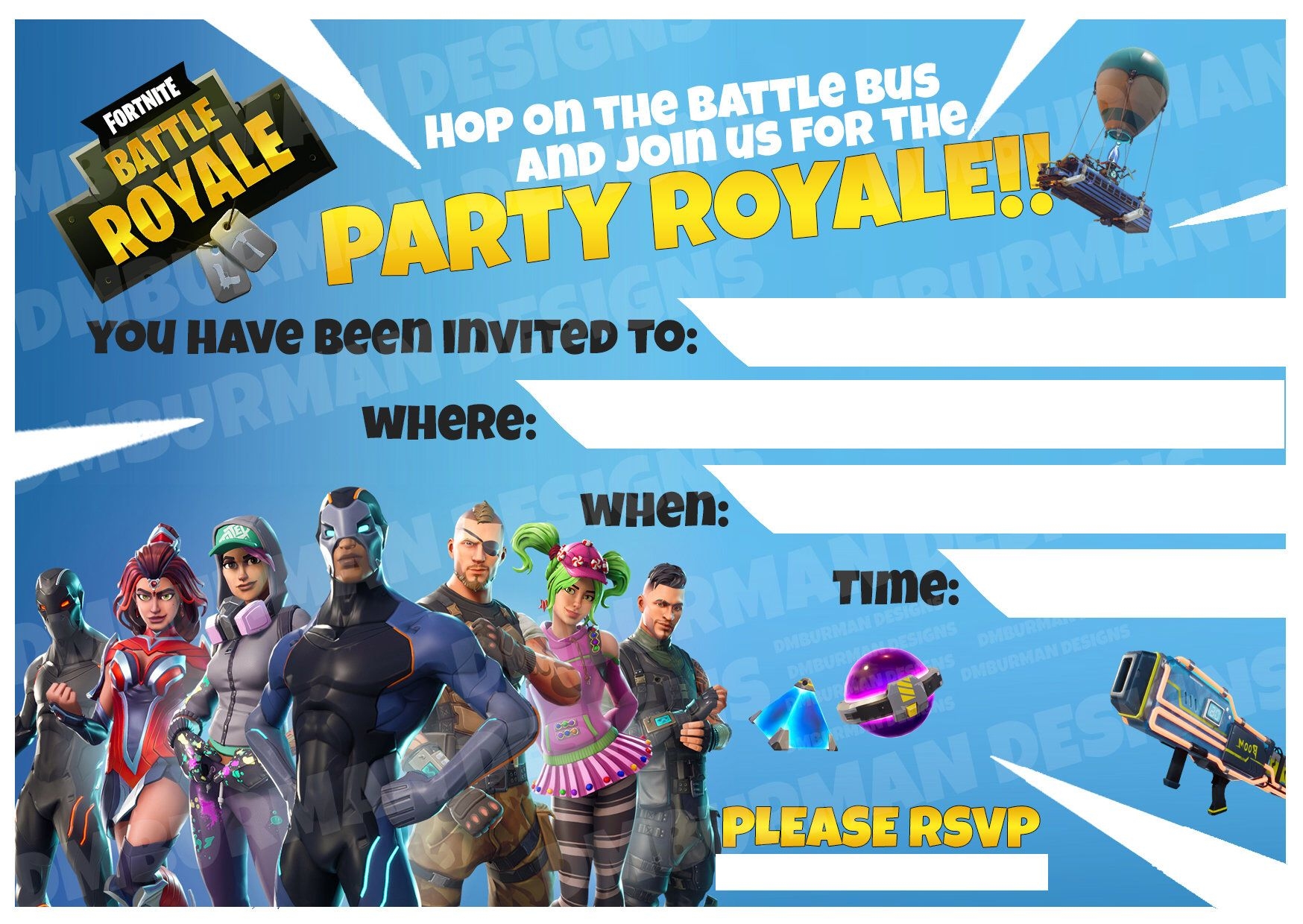 Printable Fortnite Invitation Template Free Printable Fortnite Invitation Template Free