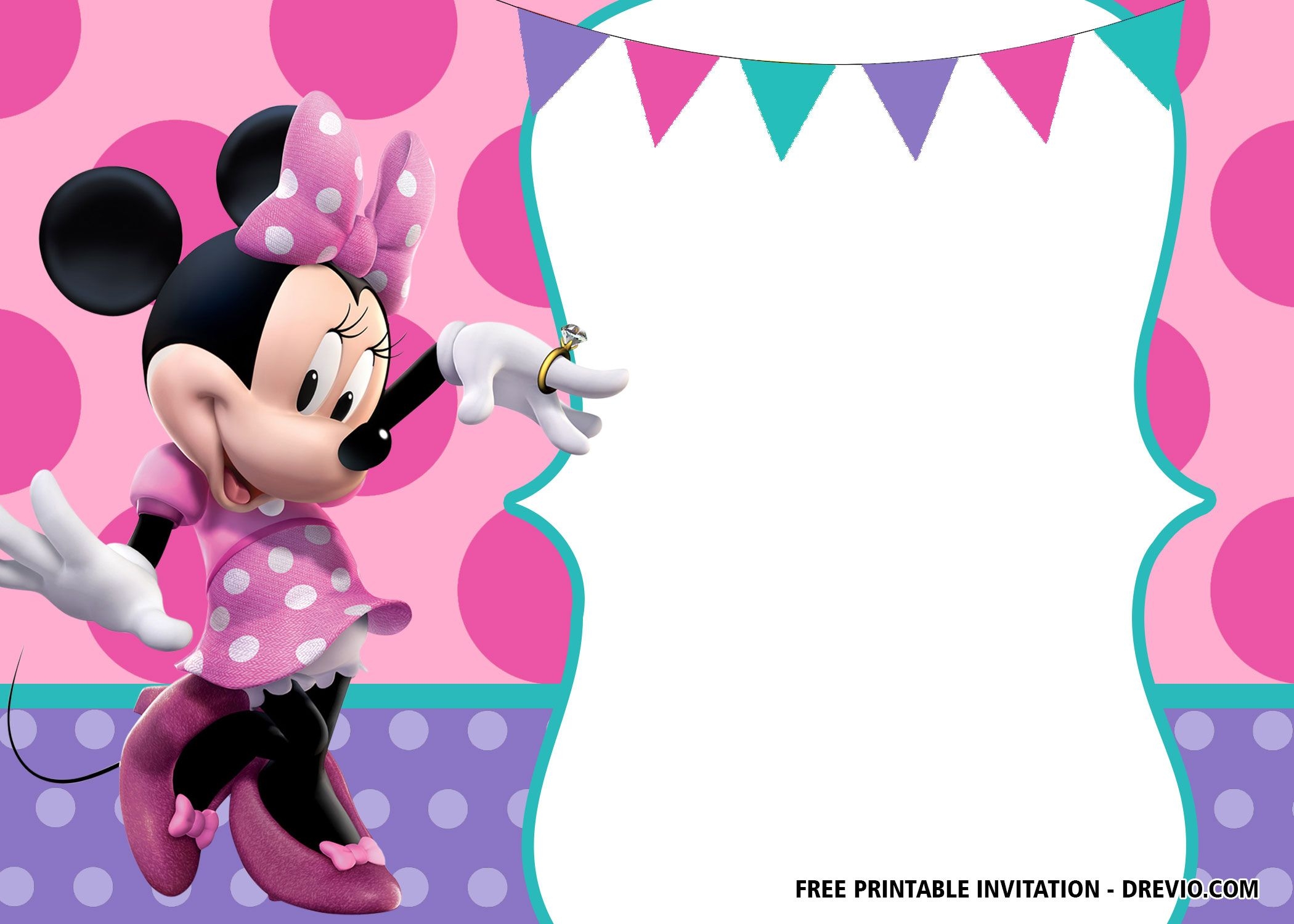 30 FREE Printable Minnie Mouse Birthday Invitation Templates