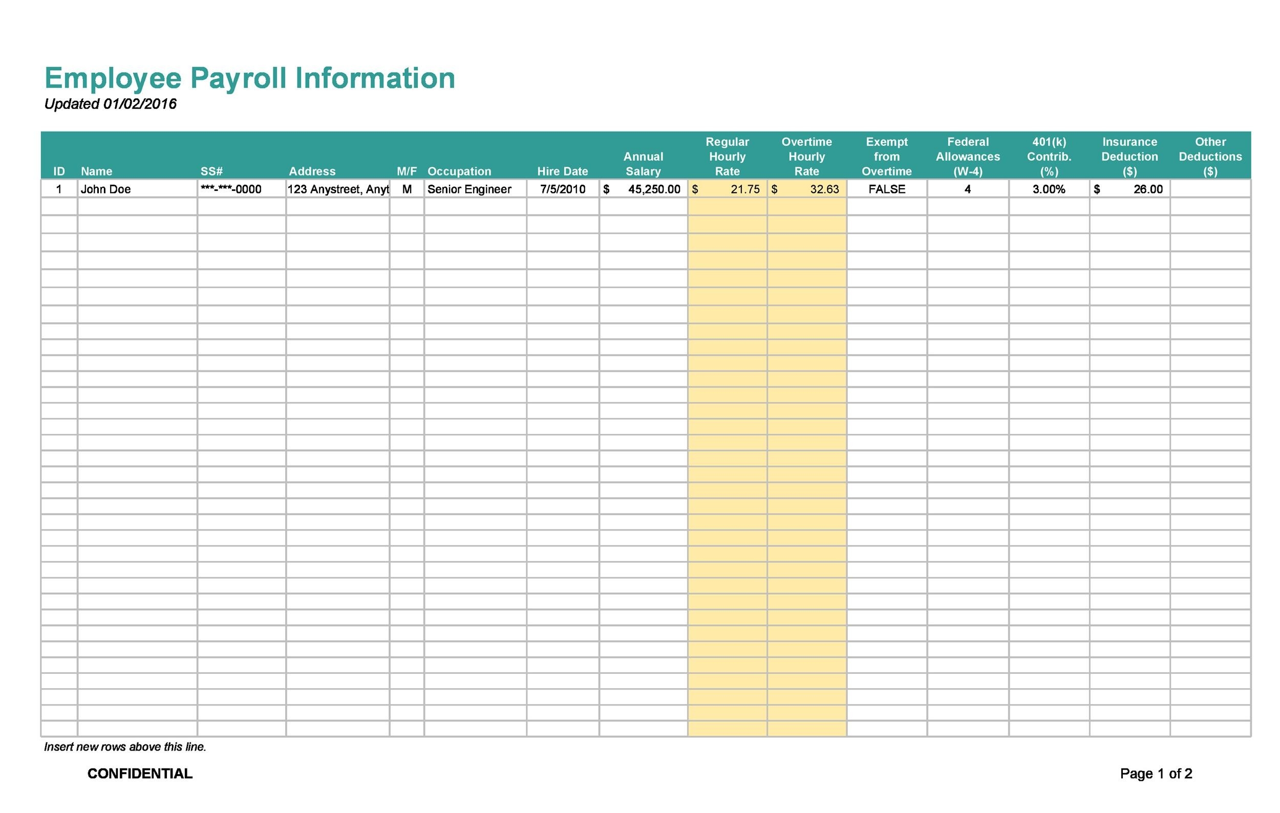 Free Printable Payroll Templates