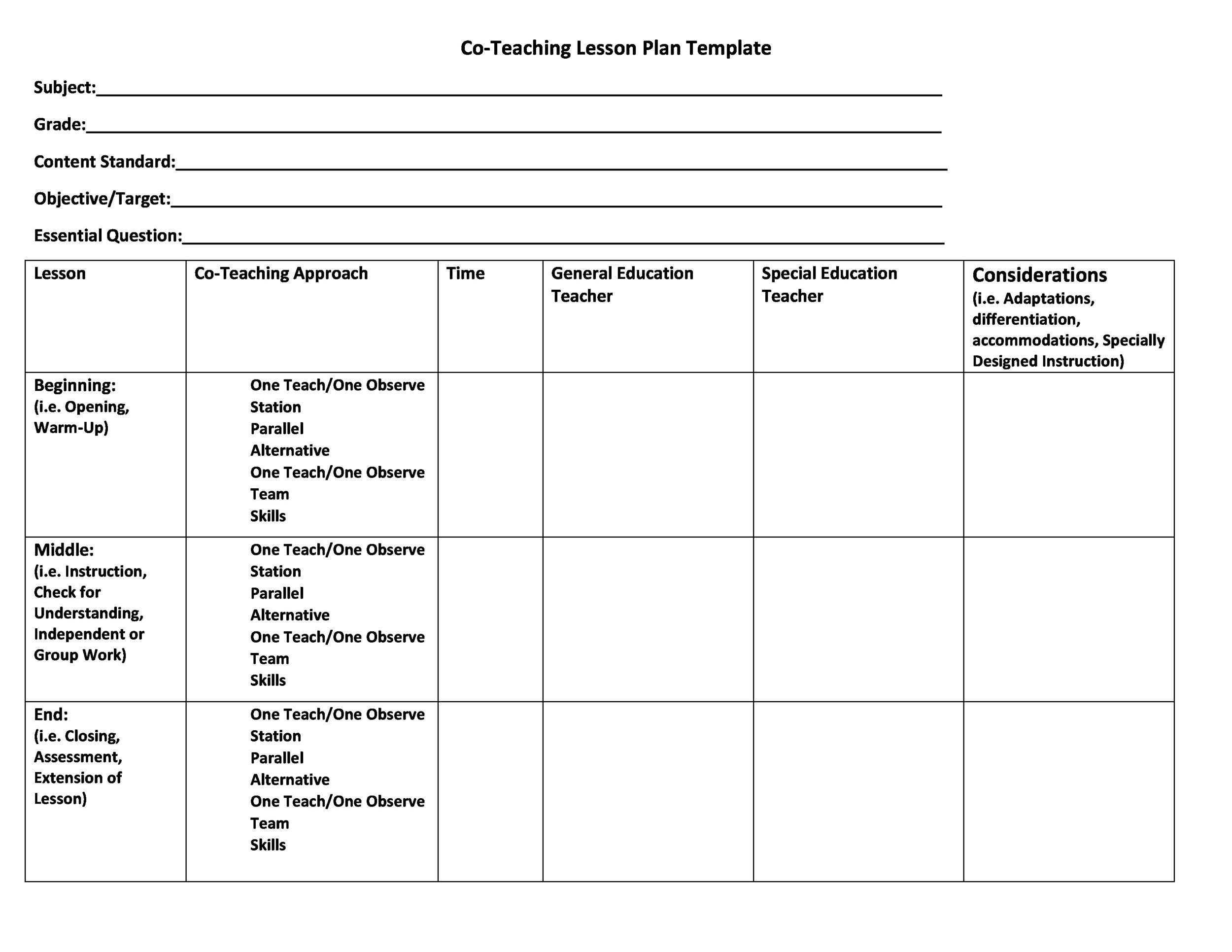 44 FREE Lesson Plan Templates Common Core Preschool Weekly