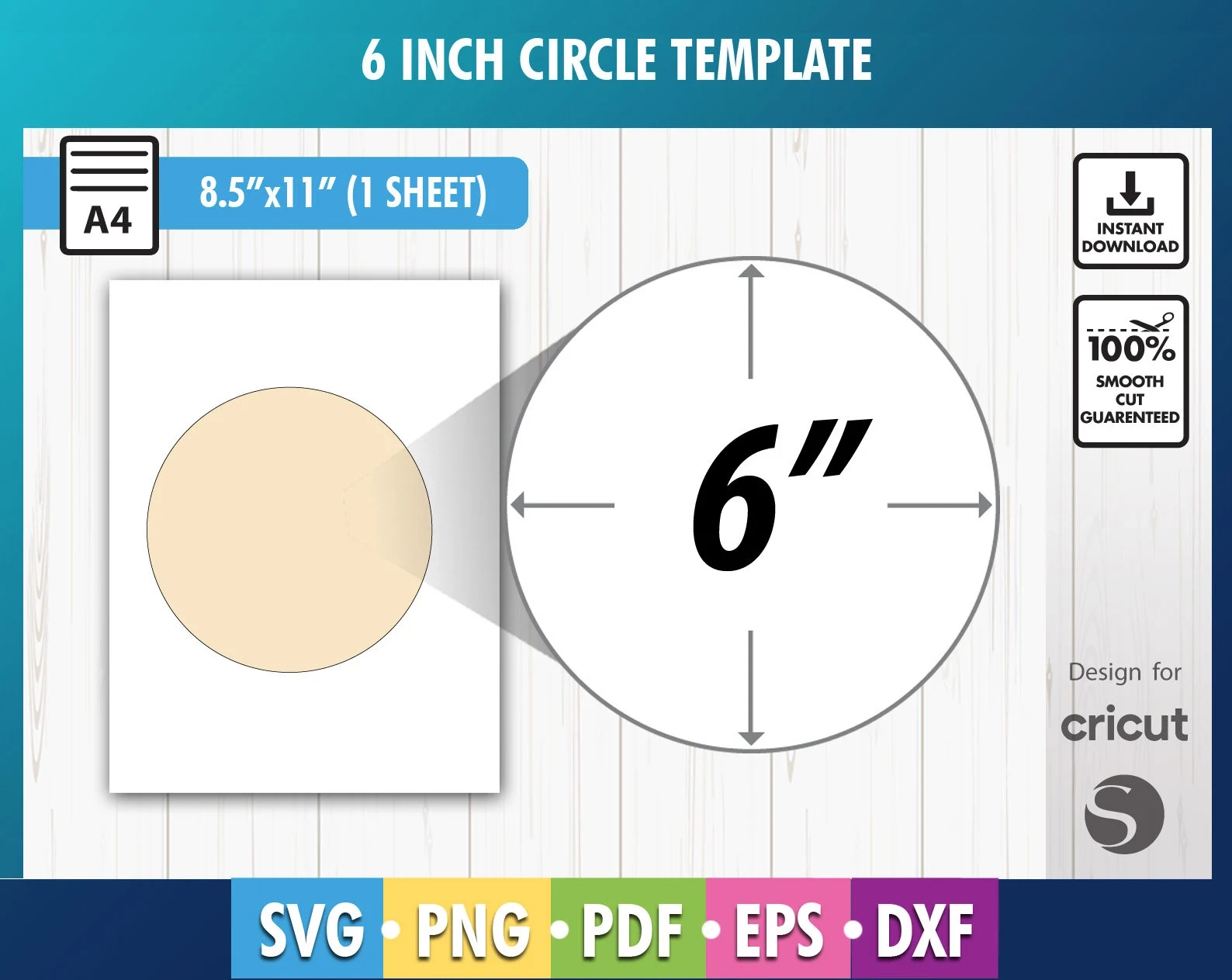 6 Inch Circle Template 6 Circle Template Blank Labels SVG DXF 