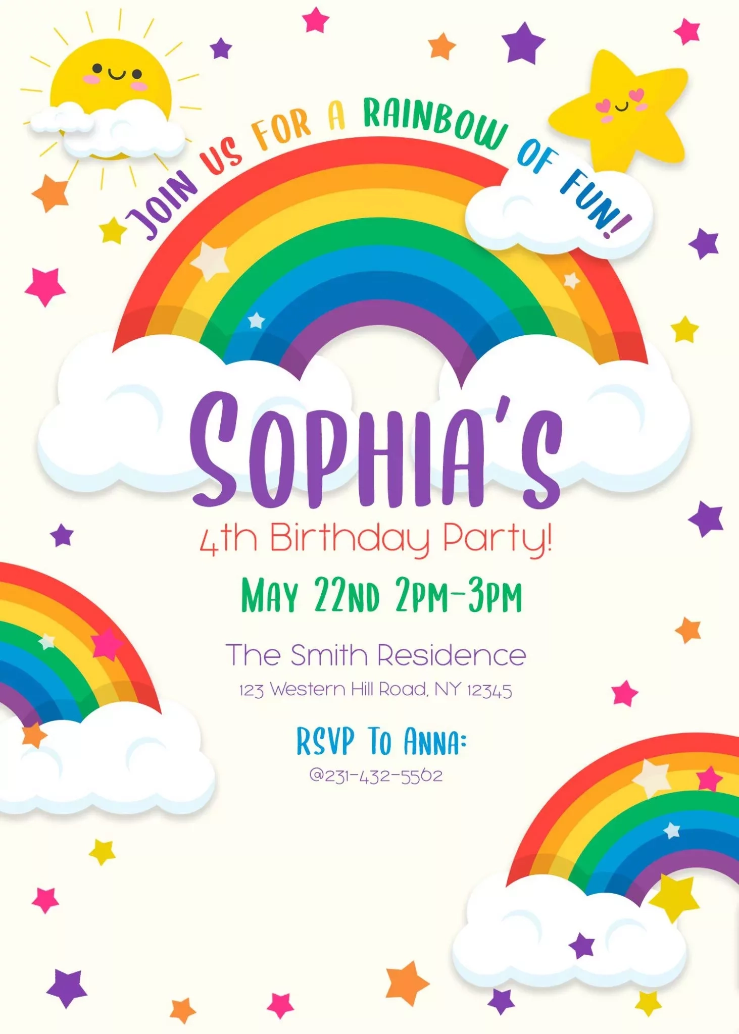 9 Colorful Rainbow Invitation Card Templates For Your Delightful