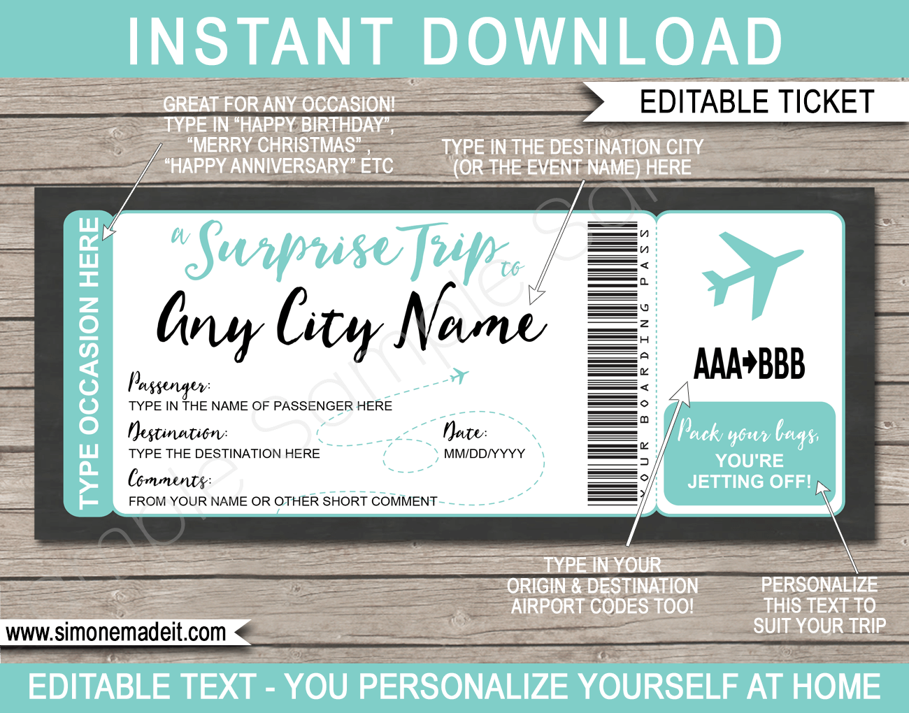 Printable Fake Airline Ticket Template Free