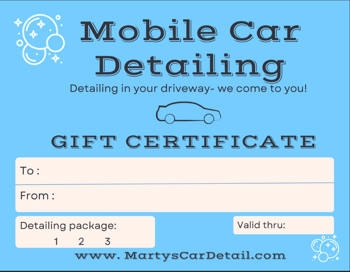 Printable Auto Detail Gift Certificate Template