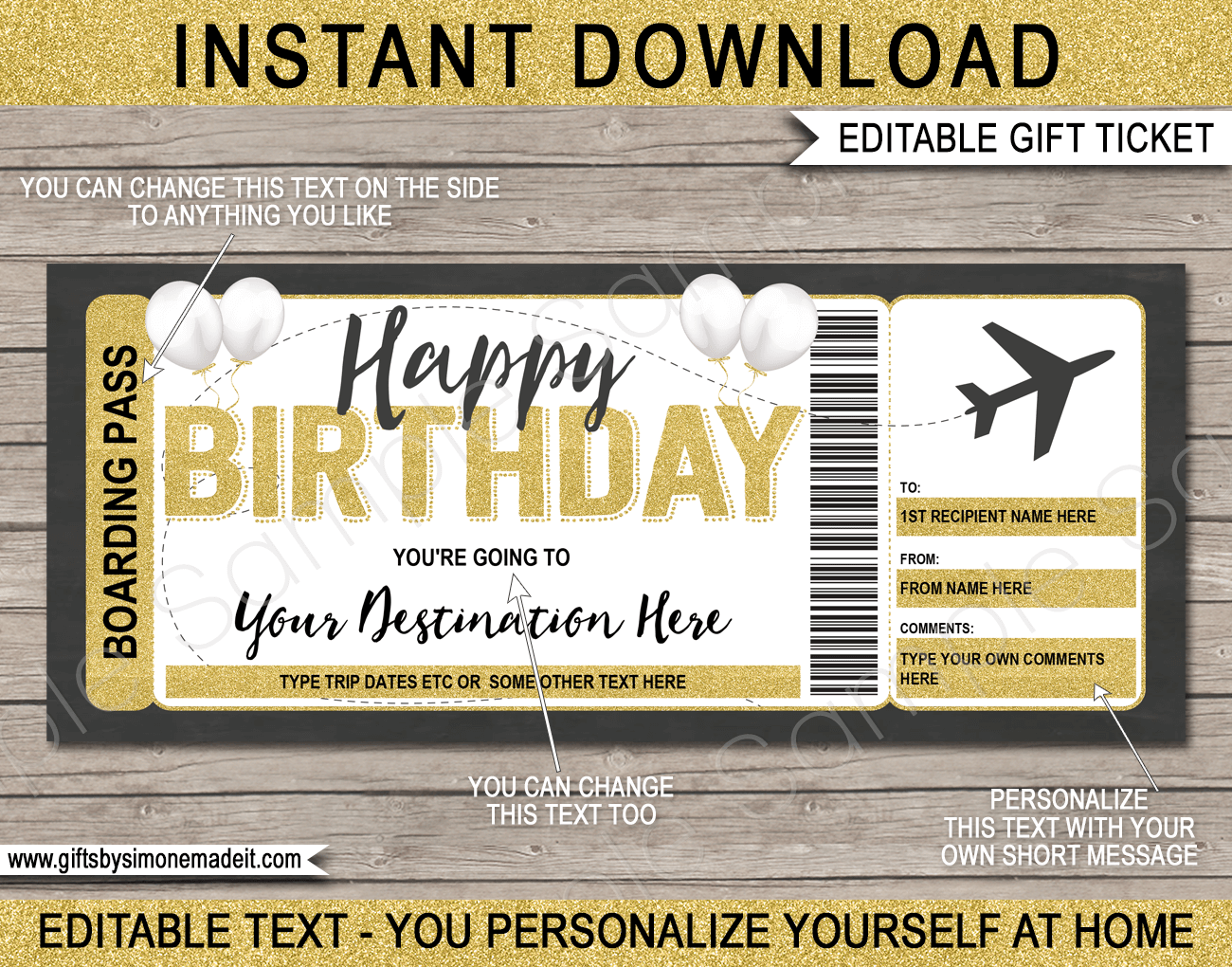 Birthday Boarding Pass Template