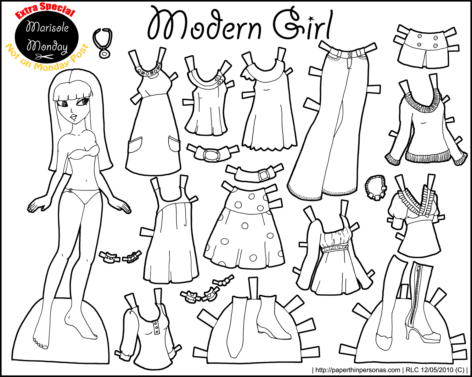 Black And White Printable Paper Doll Modern Girl Worksheets Black And White Printable Paper Doll Modern Girl Worksheets