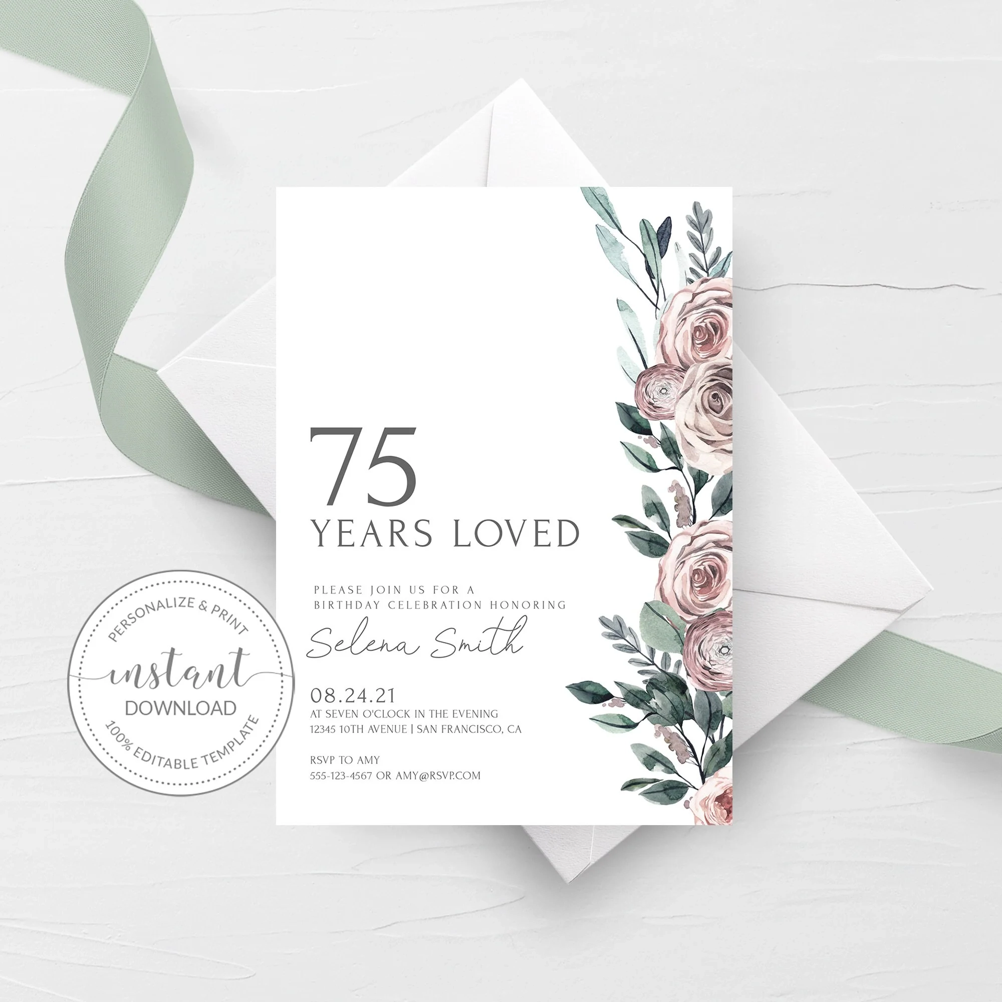 Free Printable 75th Birthday Invitation Templates Free Printable 75th Birthday Invitation Templates