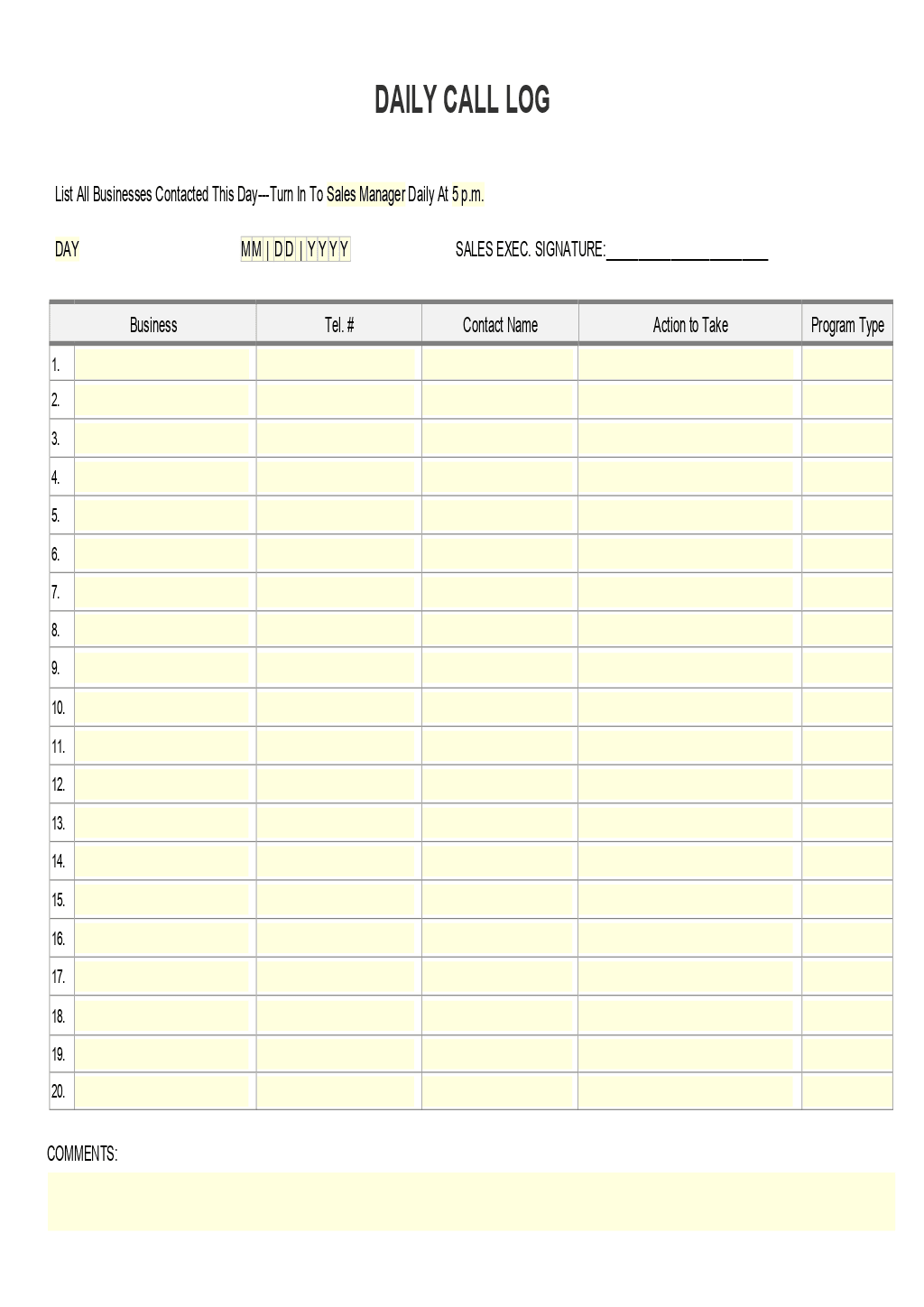 Printable Call Log Template Free Printable Call Log Template Free