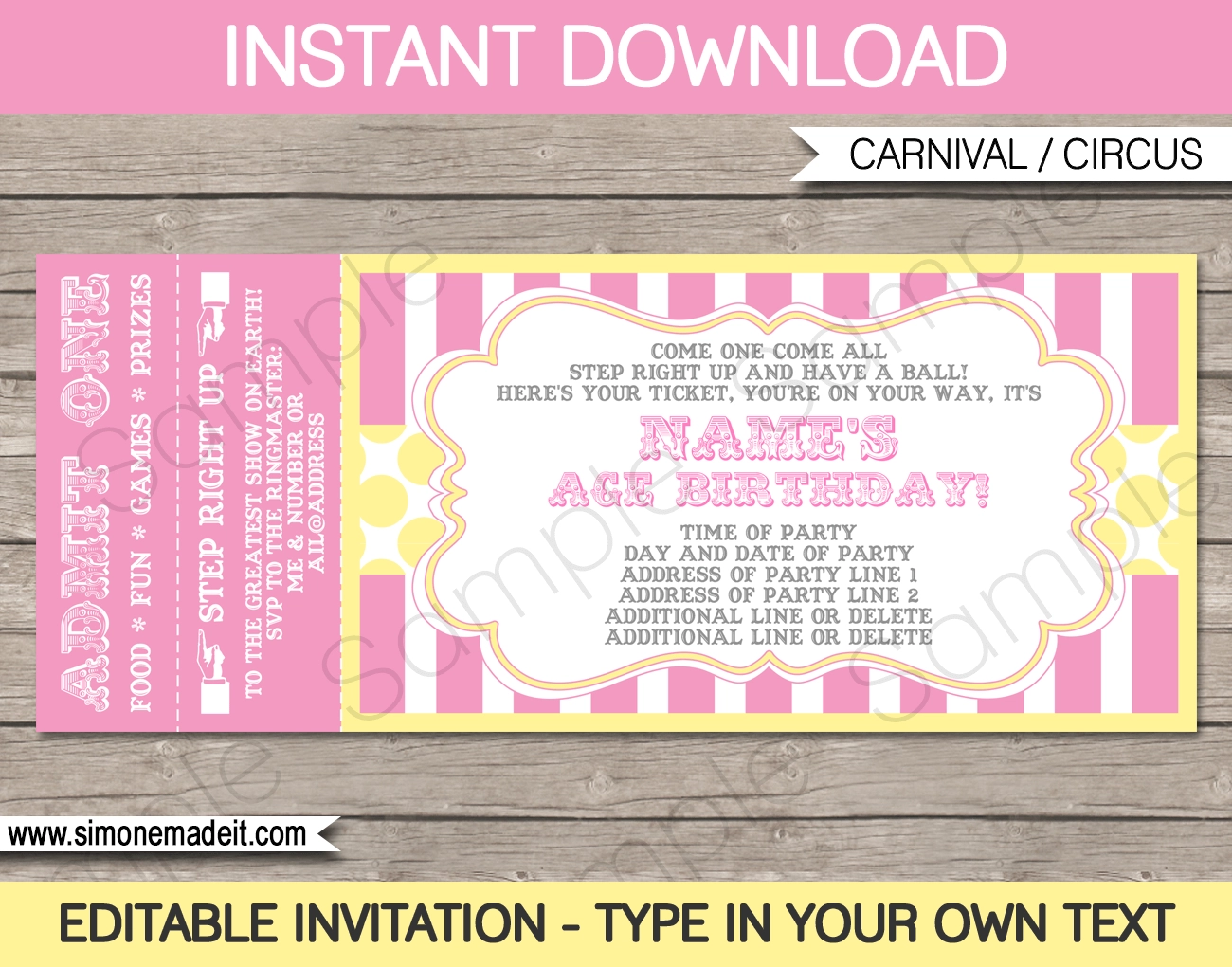 Printable Ticket Invitation Template