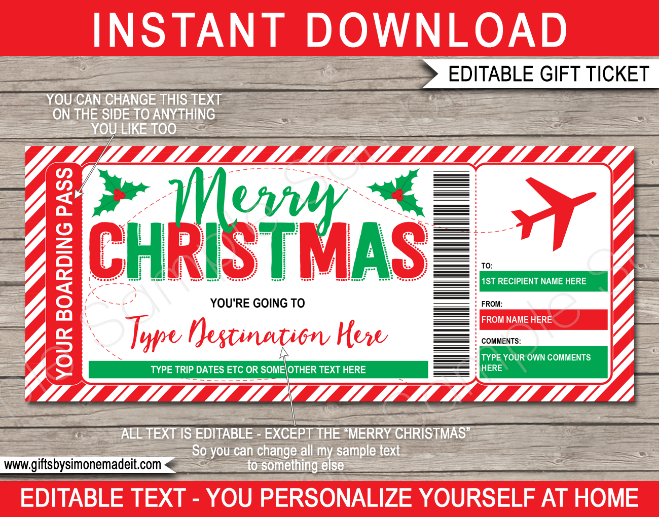 Christmas Boarding Pass Template