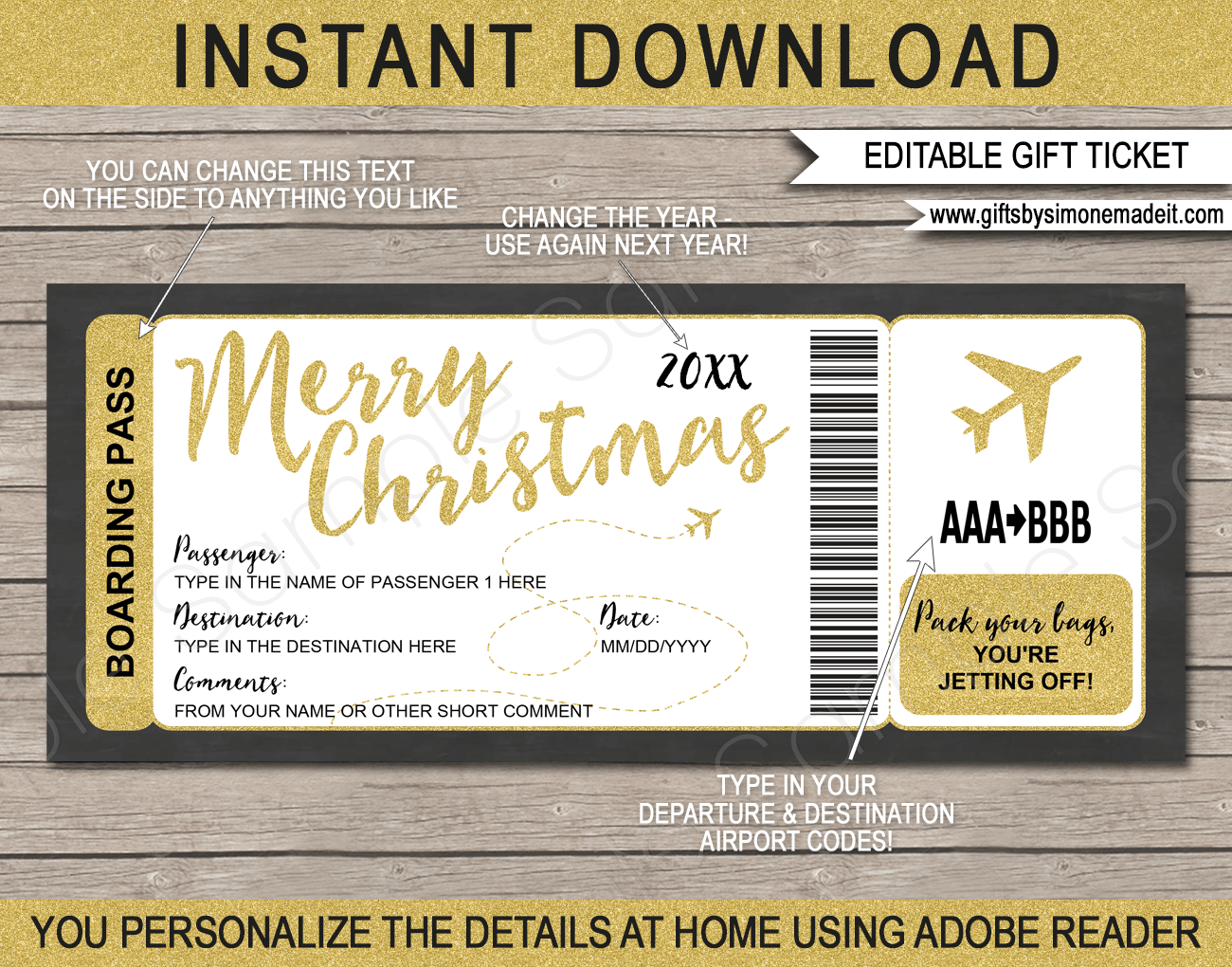 Christmas Plane Boarding Pass