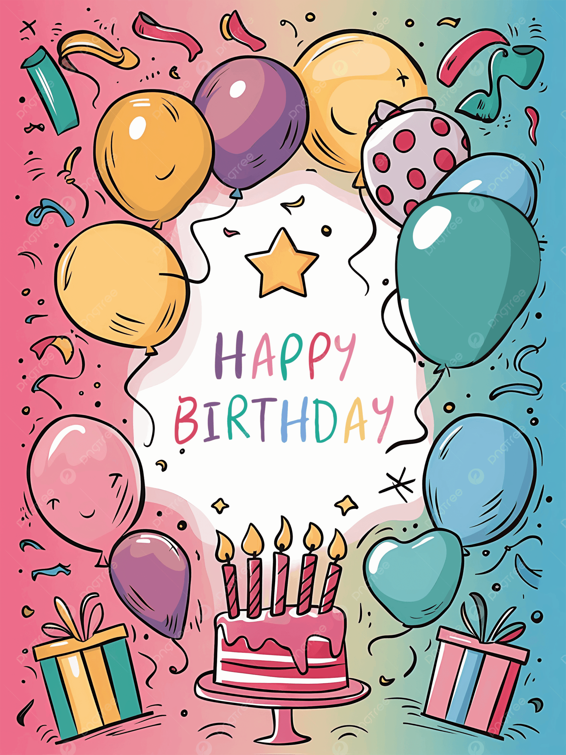 Colorful Birthday Greeting Card Template Template Download On Pngtree