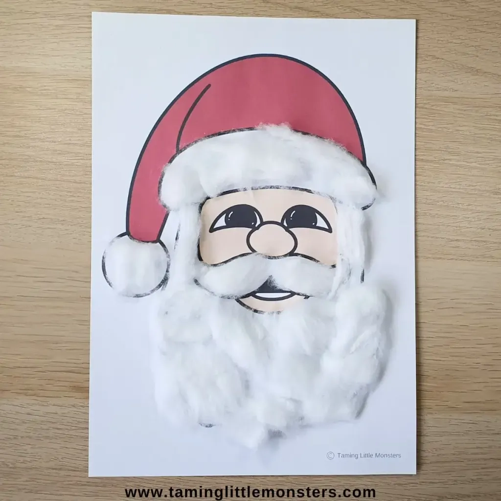 Cotton Wool Santa Craft For Kids Free Printable Template Cotton Wool Santa Craft For Kids Free Printable Template