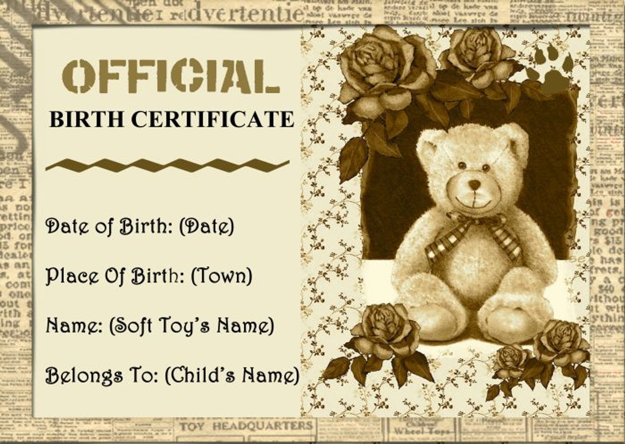 Free Printable Teddy Bear Birth Certificate Template Free Printable Teddy Bear Birth Certificate Template