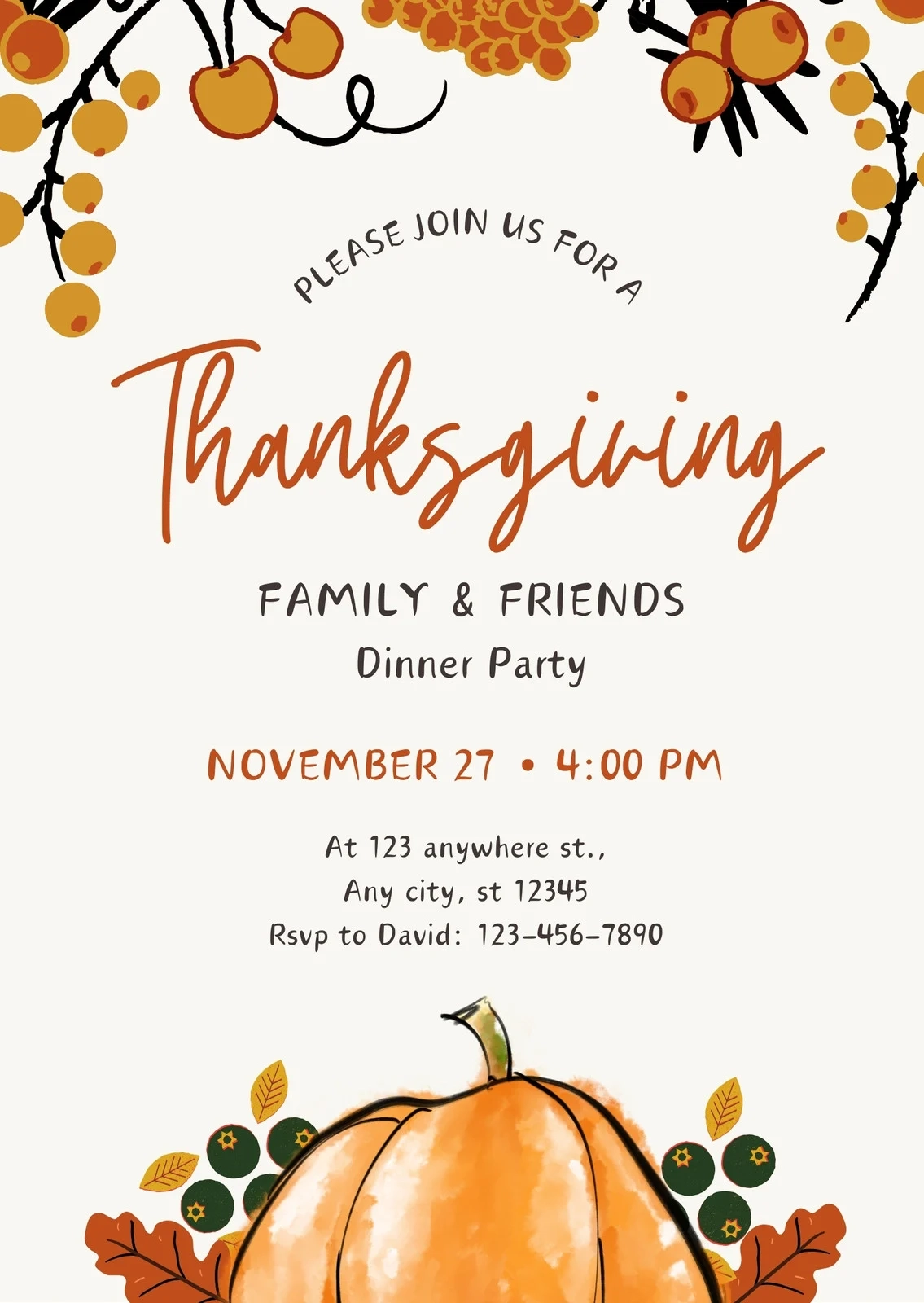 Design And Print Portrait Thanksgiving Invitations Canva