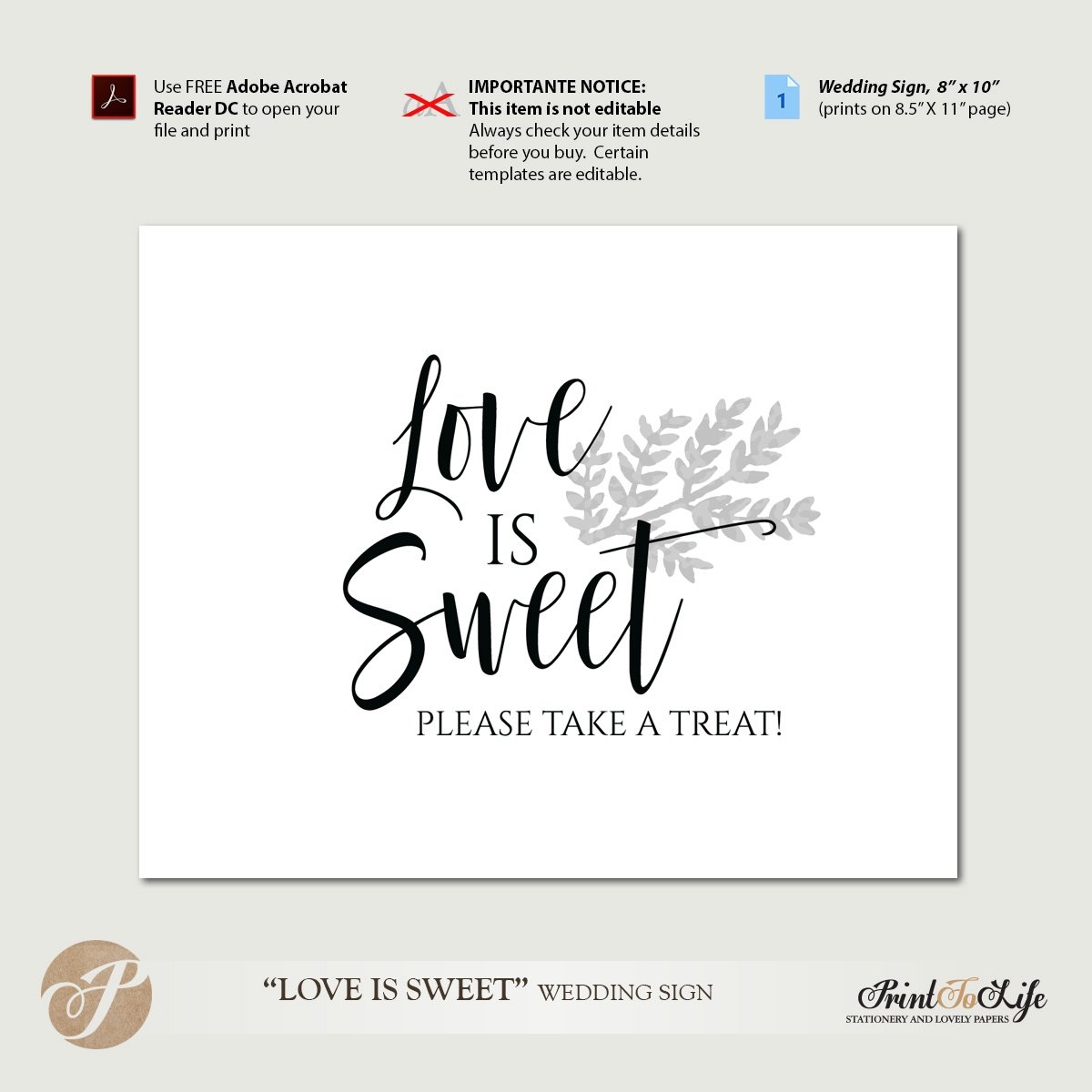 Dessert Table Sign Love Is Sweet Sign Take A Treat Sign
