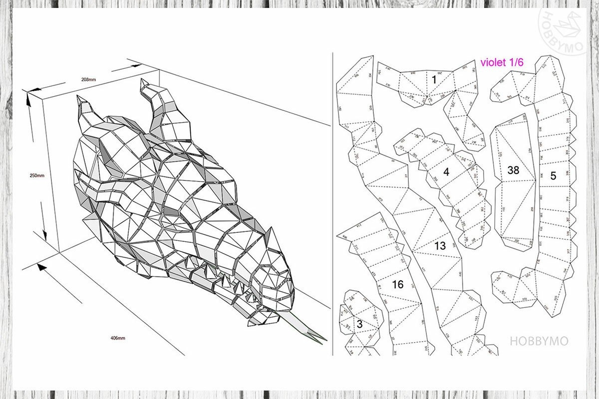Printable 3d Dragon Head Template