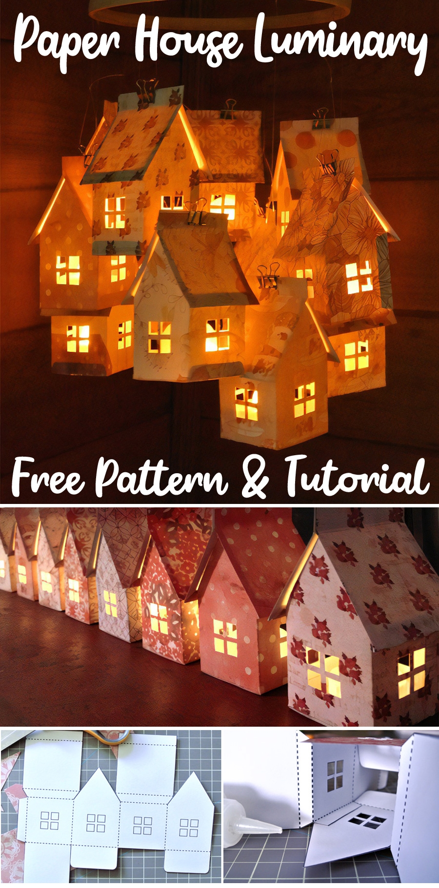 DIY Paper House Luminaries And Mobile Free Tutorial