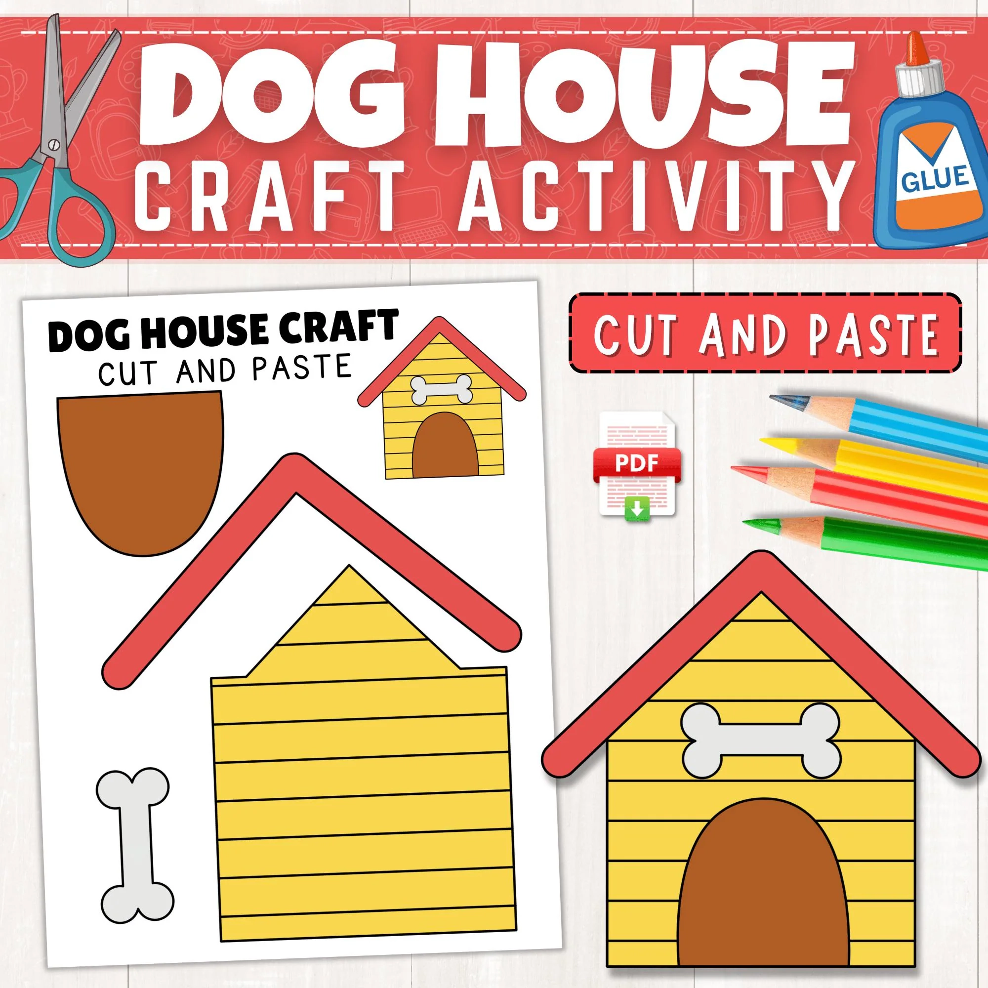 Dog House Printable Dog Dog House 3D Paper Toy Printable Template