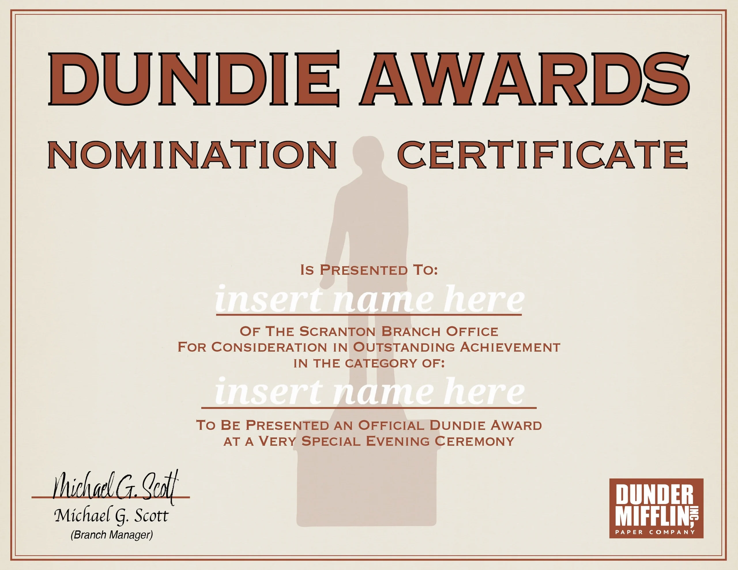 Dundie Award Certificate PDF Instant Download Office Party Dundie Award Certificate PDF Instant Download Office Party