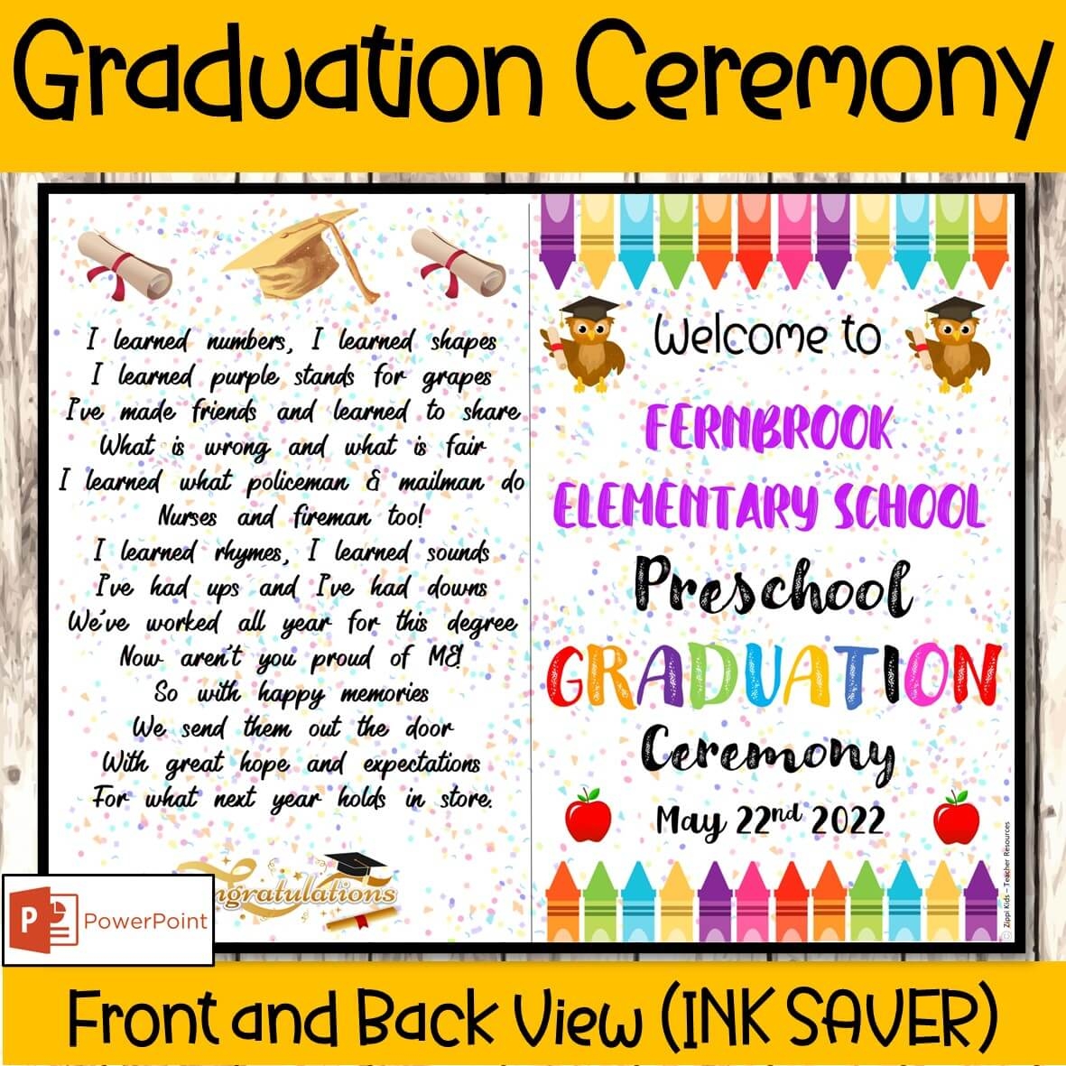 EDITABLE Preschool Graduation Ceremony Program Template For All EDITABLE Preschool Graduation Ceremony Program Template For All