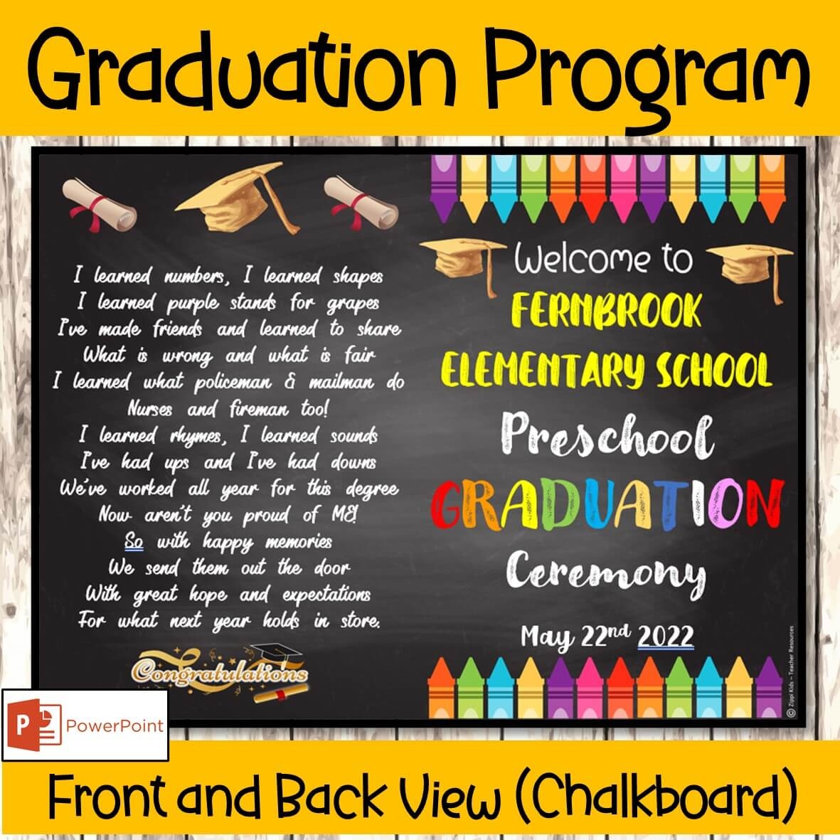 EDITABLE Preschool Graduation Ceremony Program Template For All