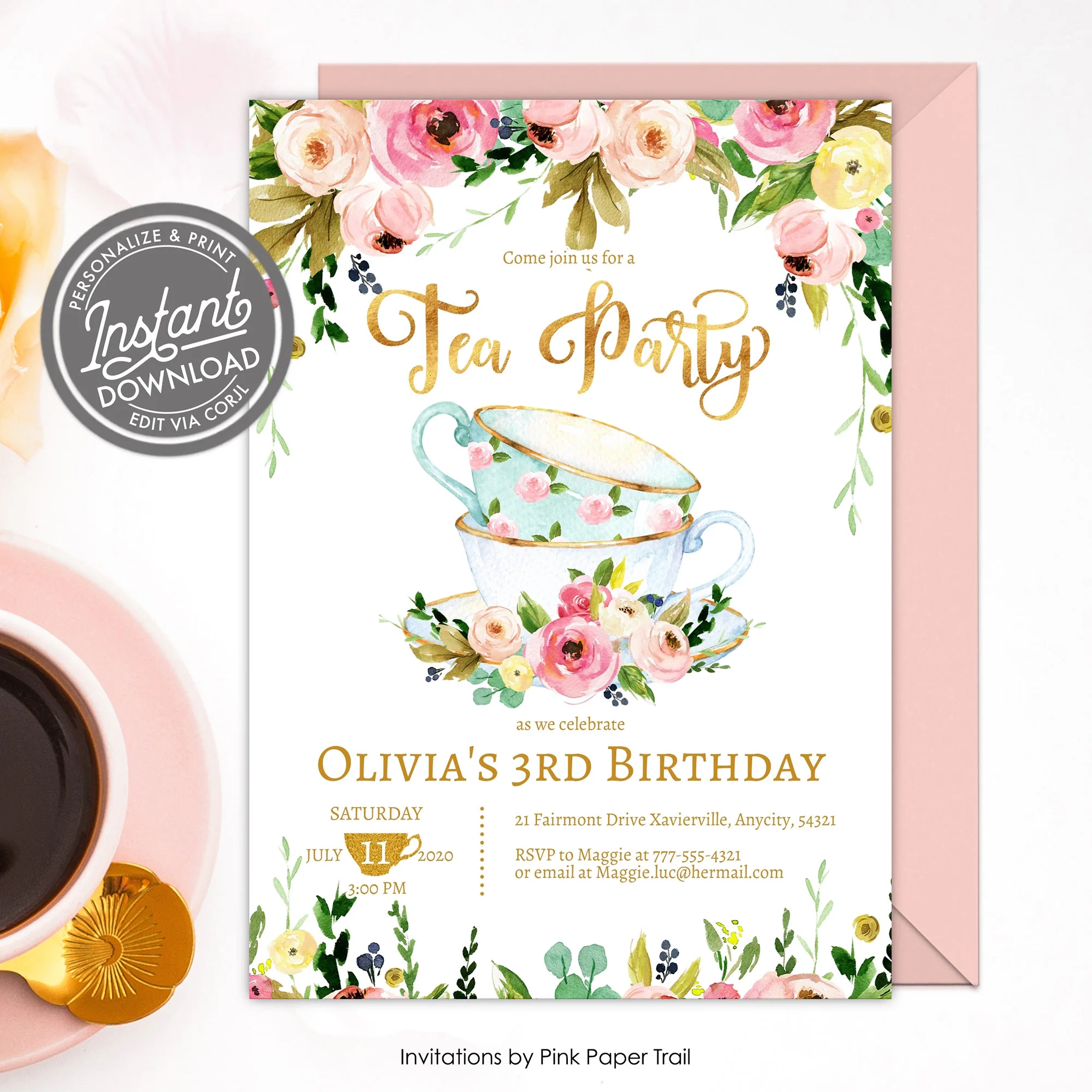 Printable Tea Party Invitation Template Printable Tea Party Invitation Template