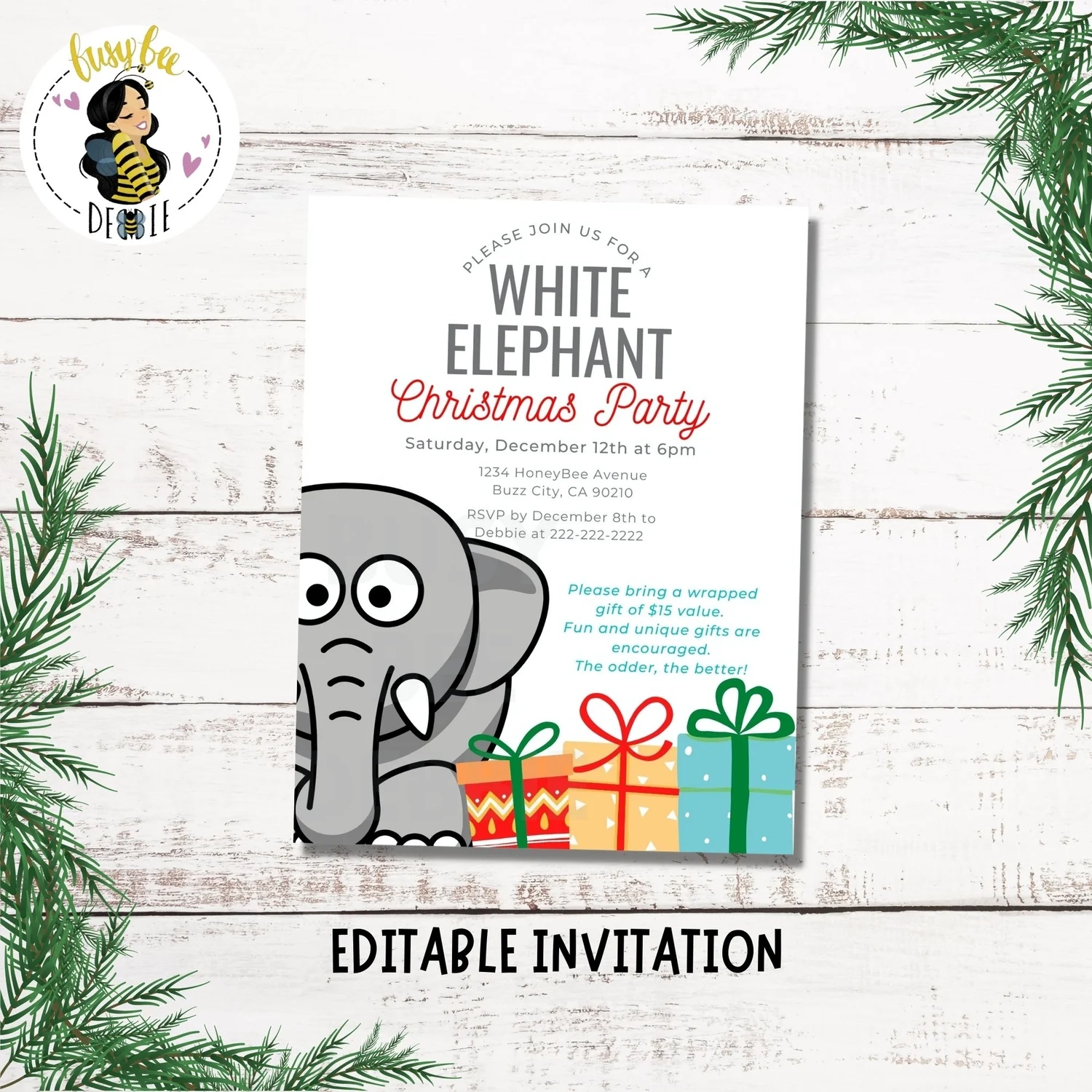Free Printable White Elephant Invitation Template Free