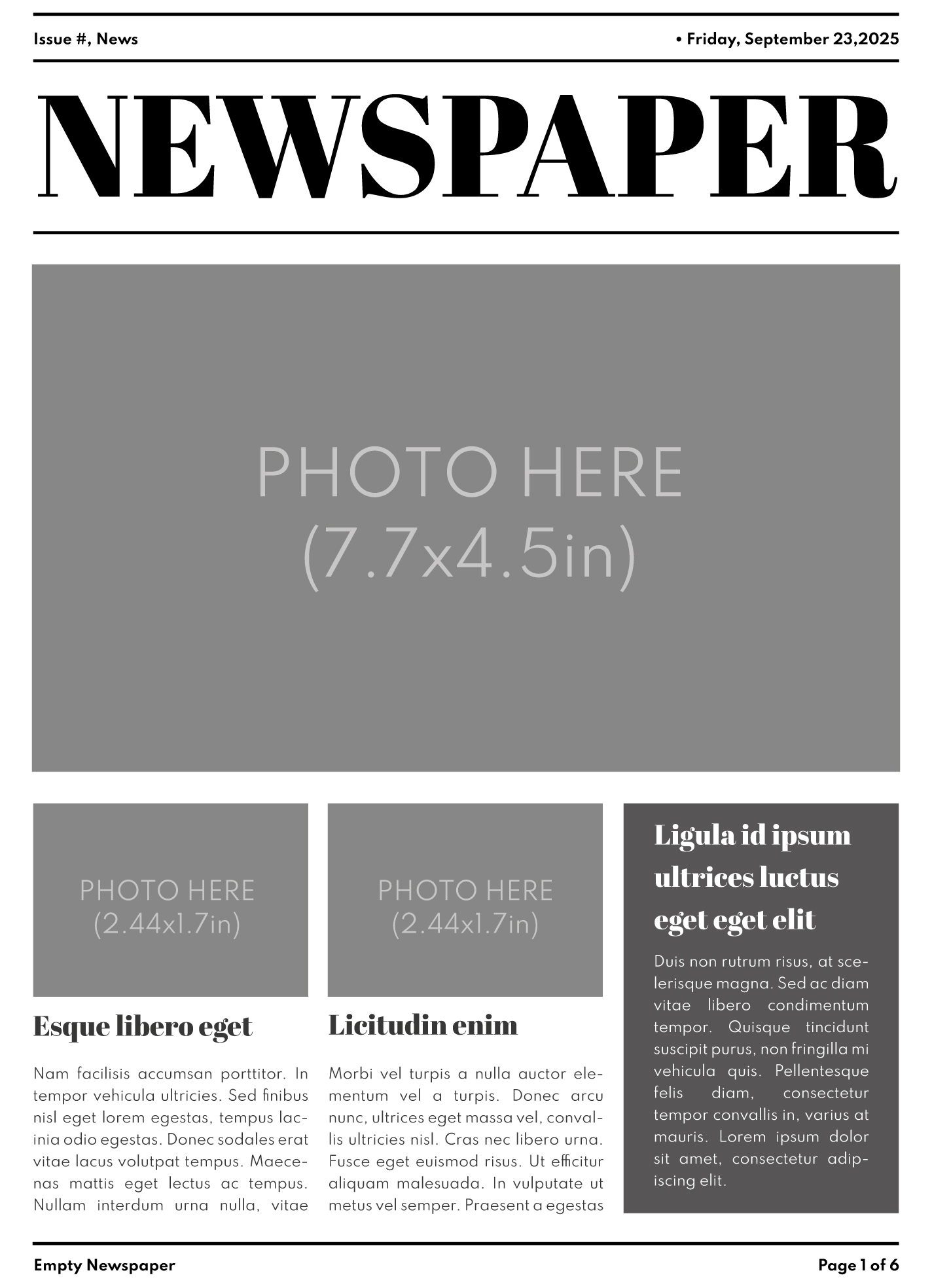 Printable Newspaper Template Free