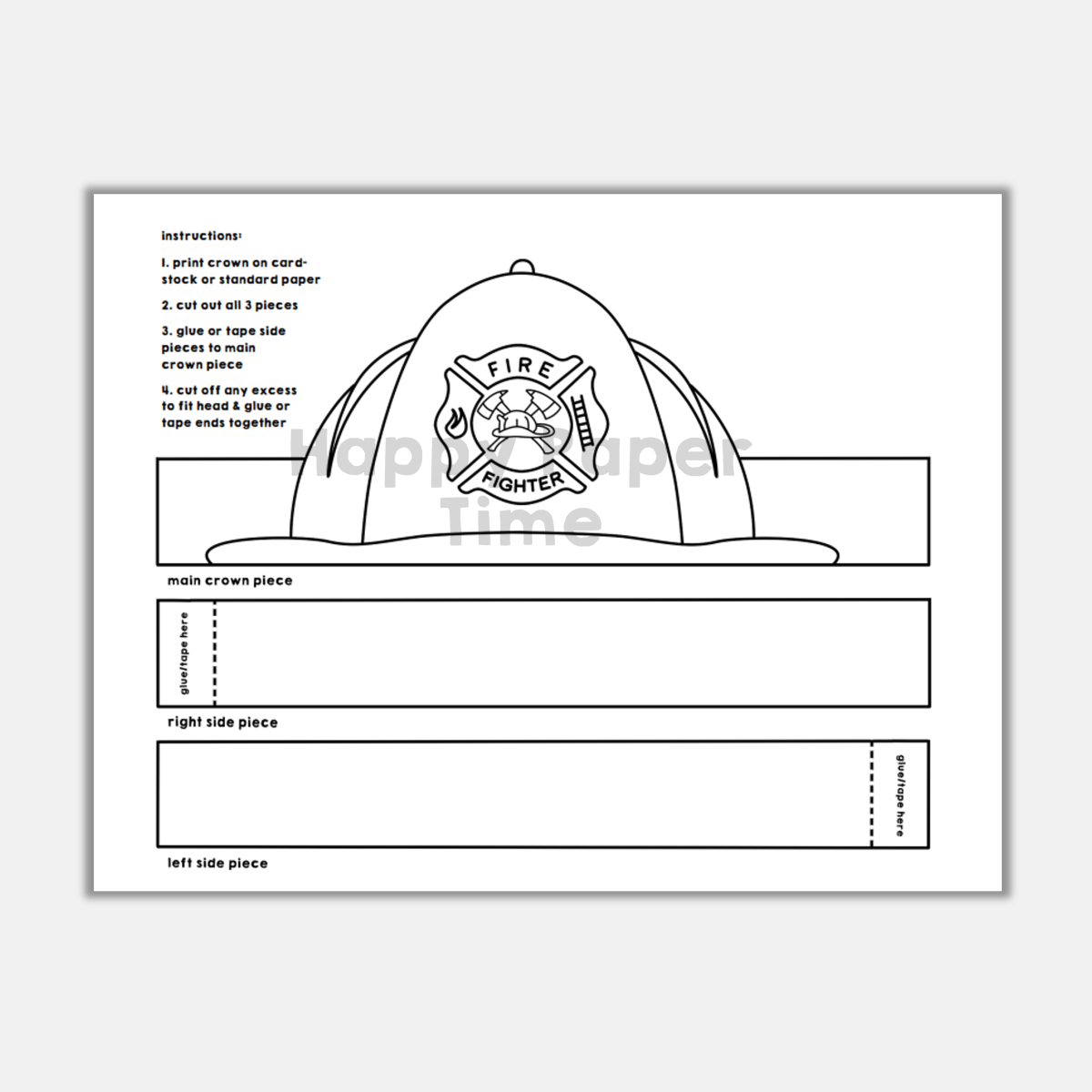 Free Printable Fireman Hat Template Free Printable Fireman Hat Template