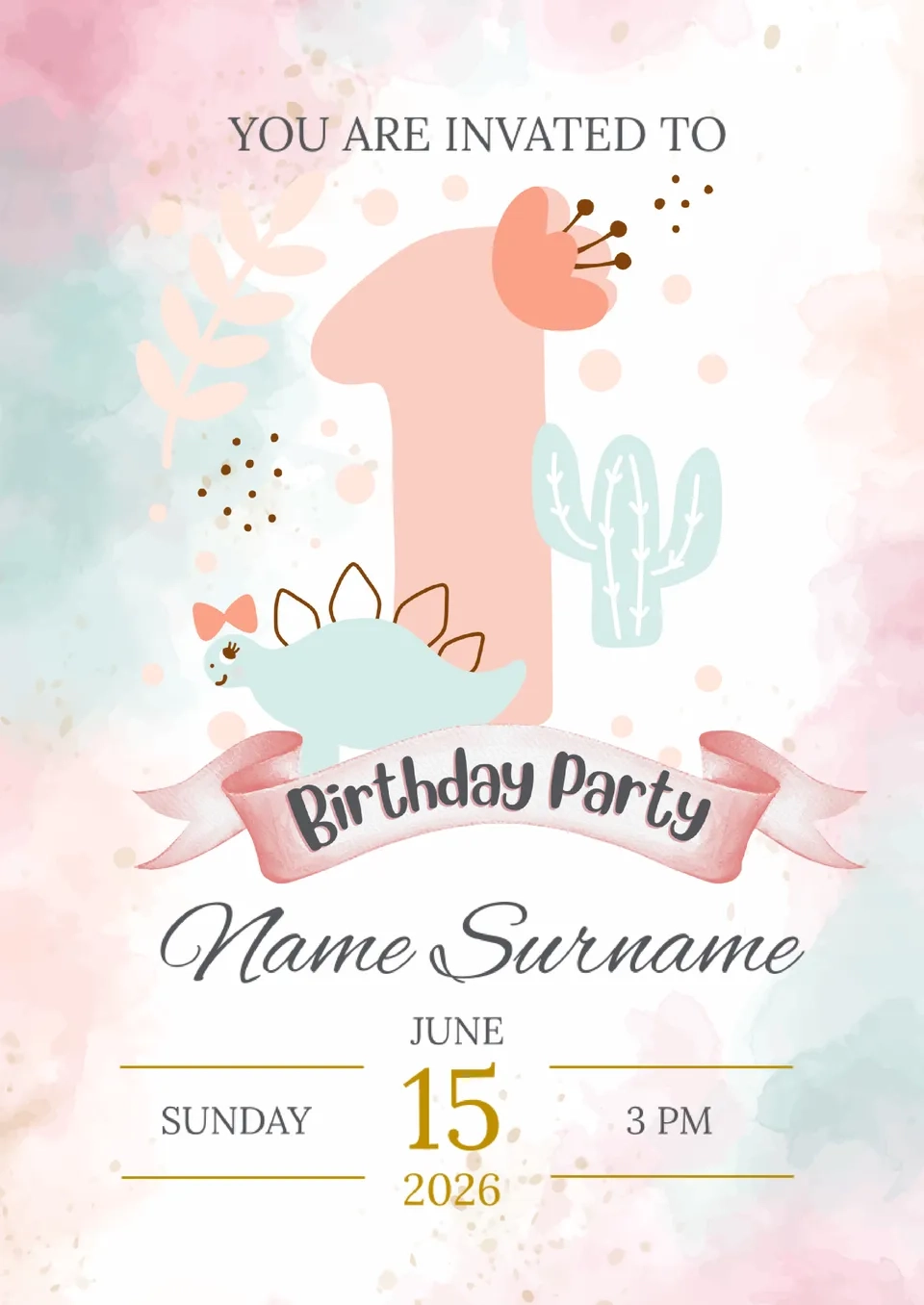 Free 1st Birthday Invitation Template For Google Docs