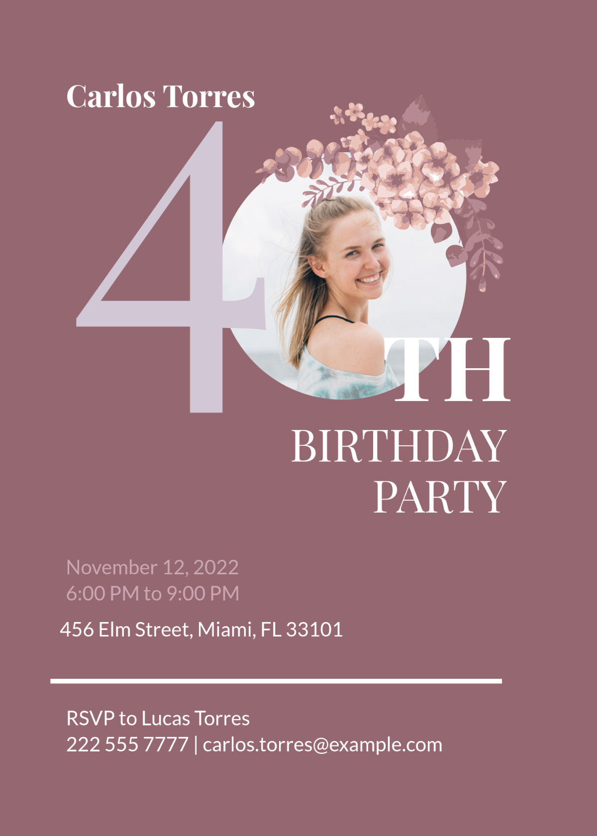 40th Birthday Invitation Templates Free Printable