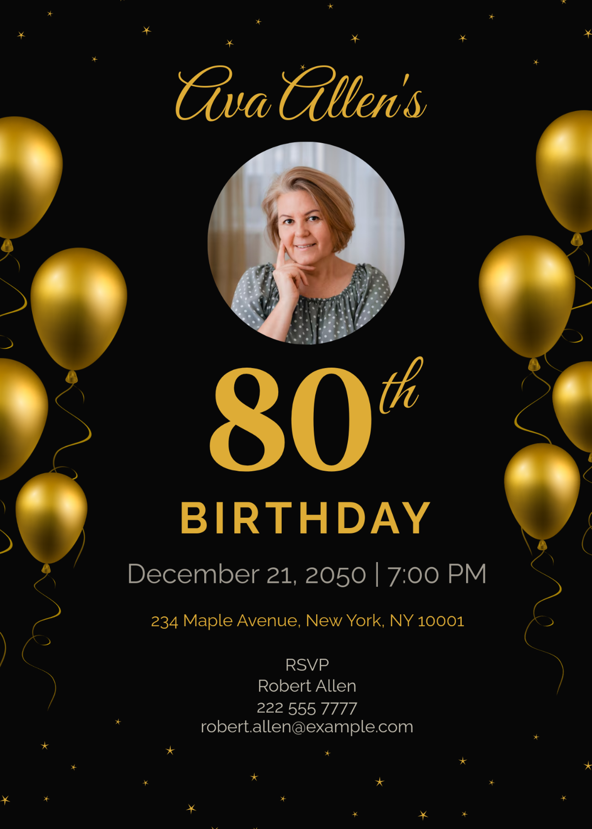 Free Printable 80th Birthday Invitation Templates
