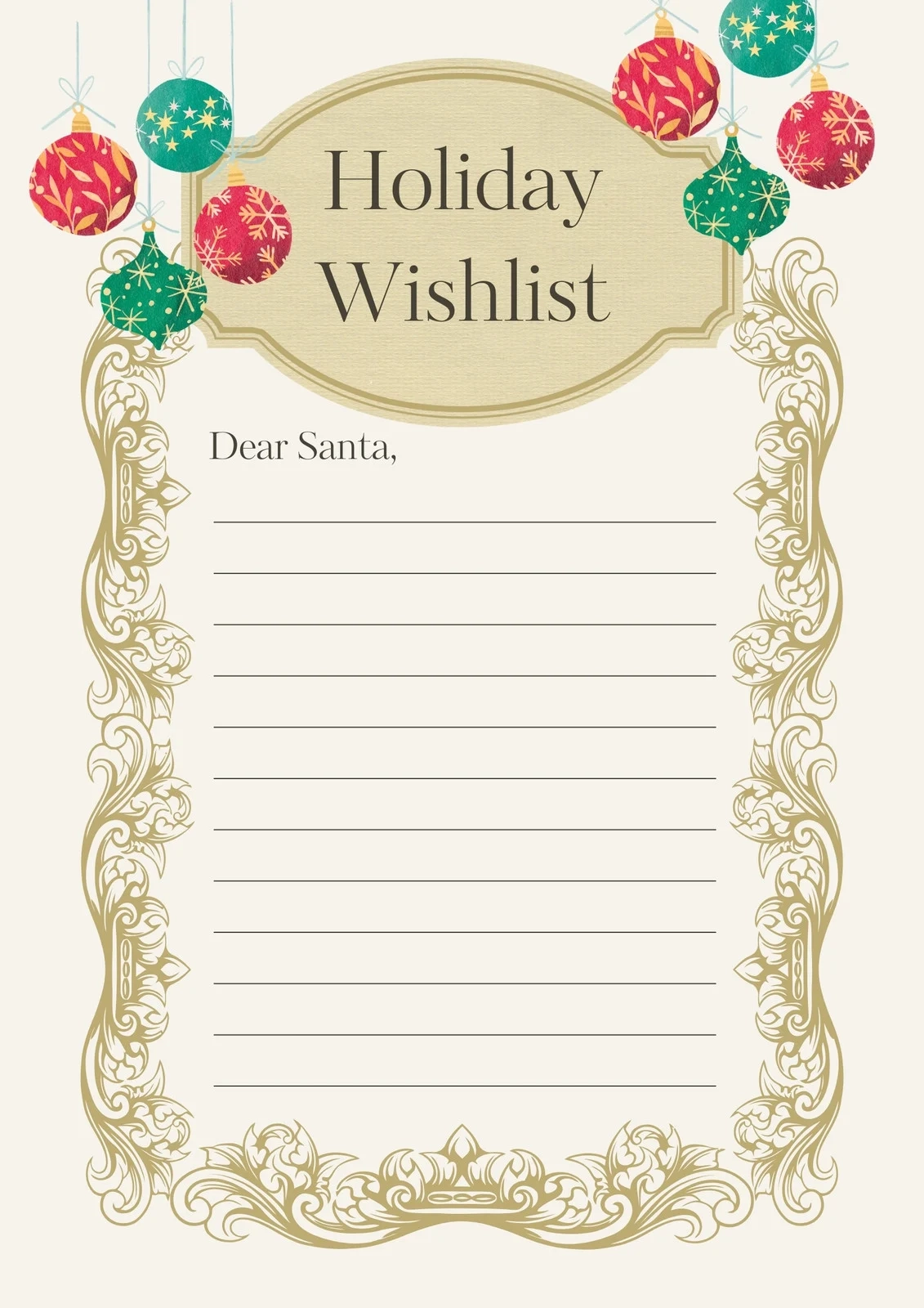 Free And Customizable Holiday Wishlist Templates