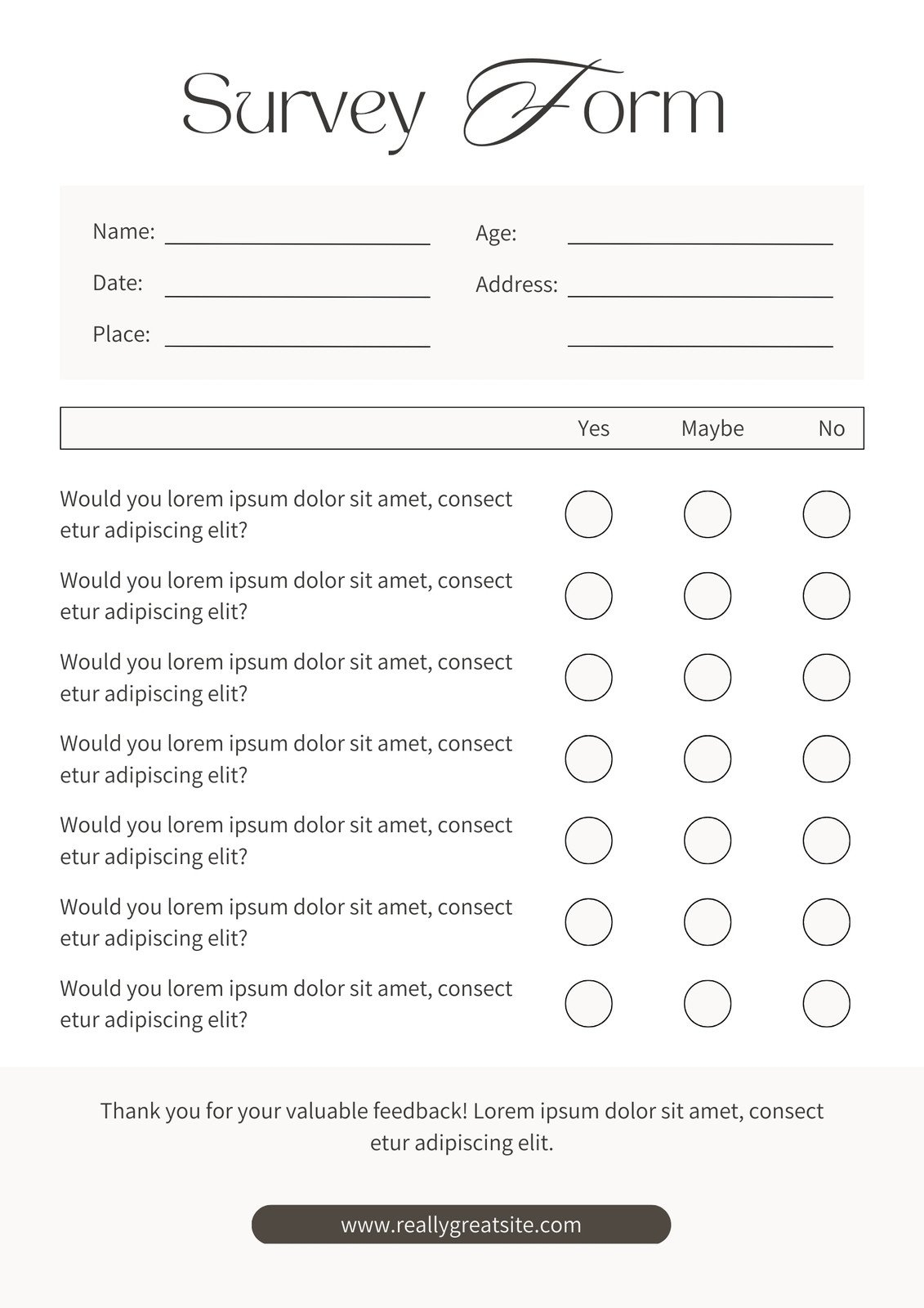 Free And Customizable Survey Templates Worksheets Library