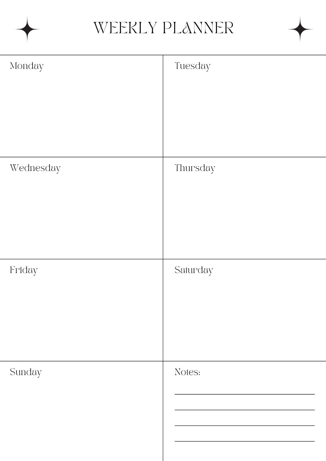 Free Printable Weekly Template Free Printable Weekly Template