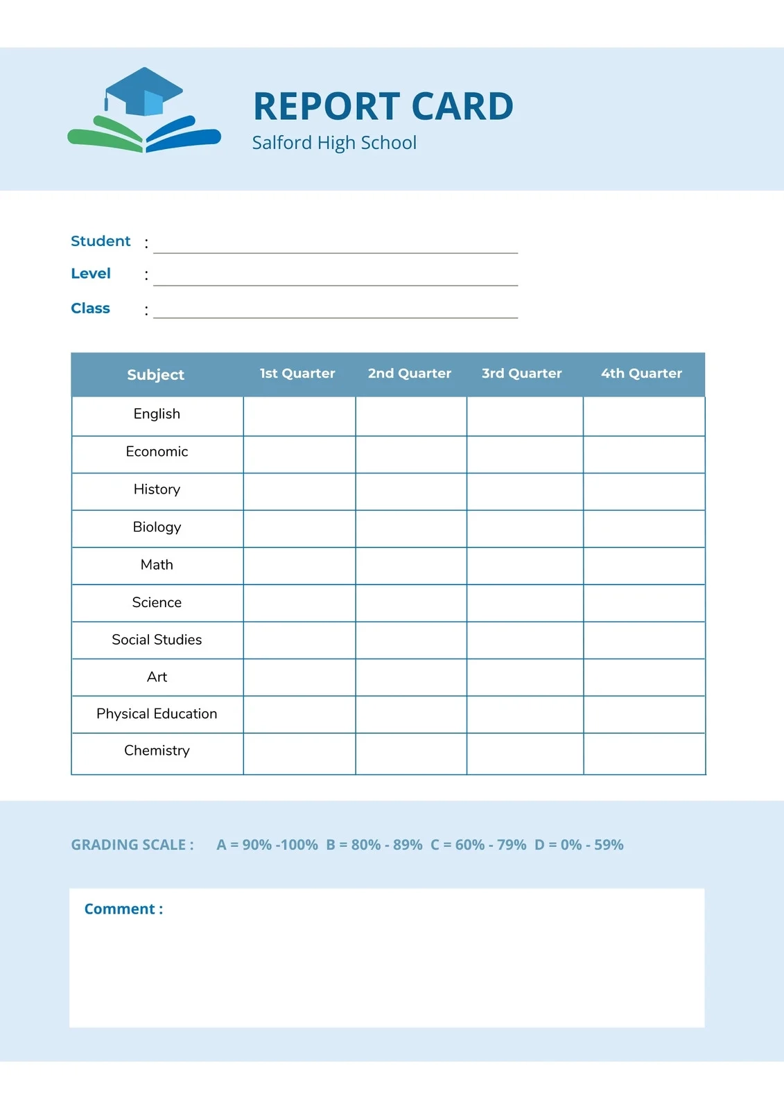 Free And Printable High School Report Card Templates Canva Free And Printable High School Report Card Templates Canva