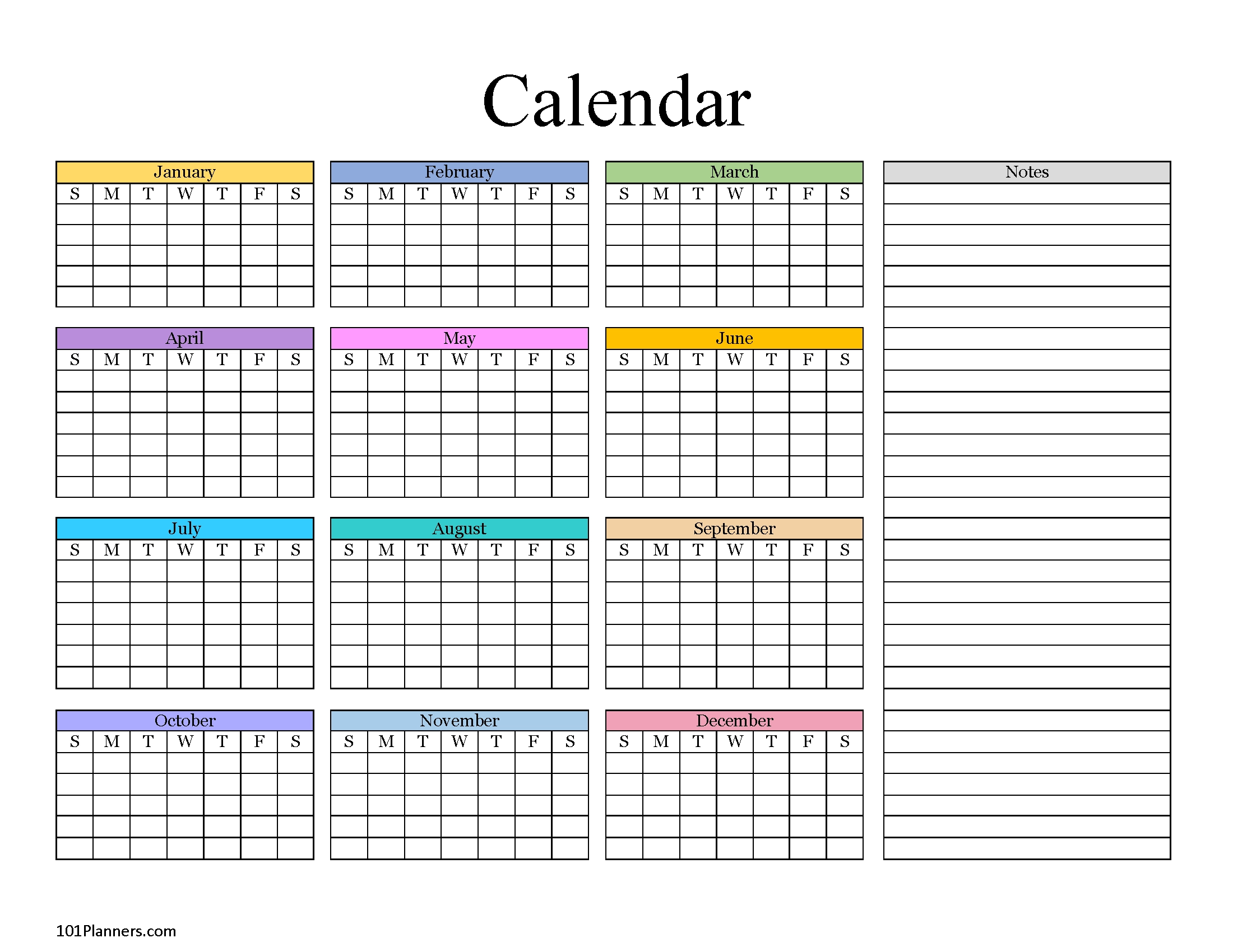 Free Printable Annual Calendar Templates