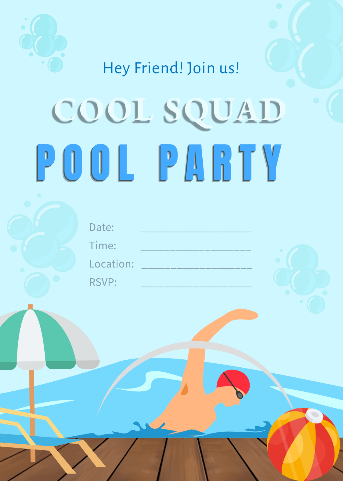 Free Blank Cool Pool Party Invitation Template To Edit Online Free Blank Cool Pool Party Invitation Template To Edit Online