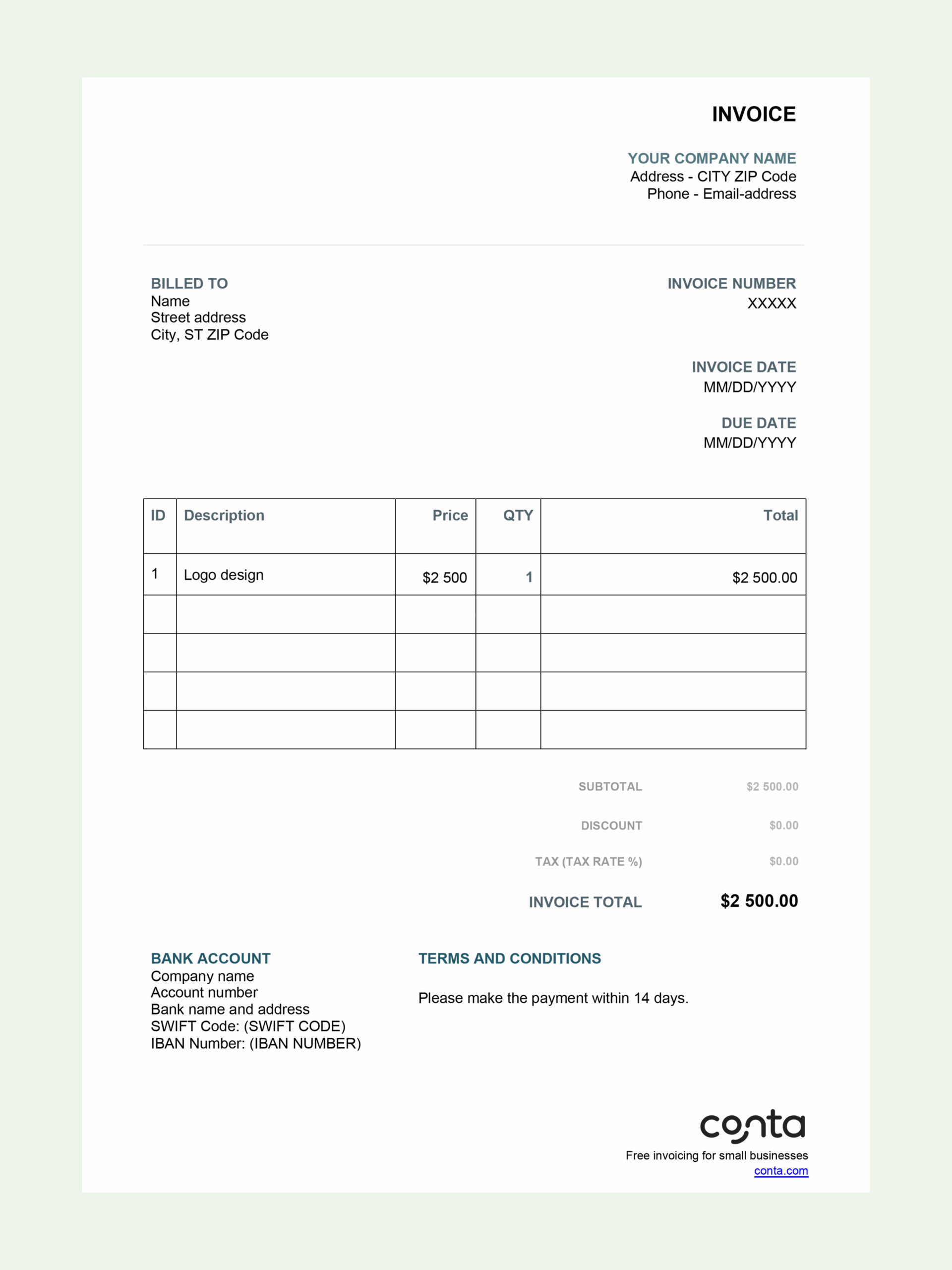 Free Blank Invoice Template For Excel Blank Bill For Excel Conta Free Blank Invoice Template For Excel Blank Bill For Excel Conta