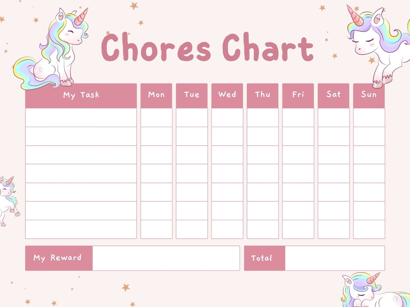 Template Free Printable Unicorn Reward Chart Template Free Printable Unicorn Reward Chart