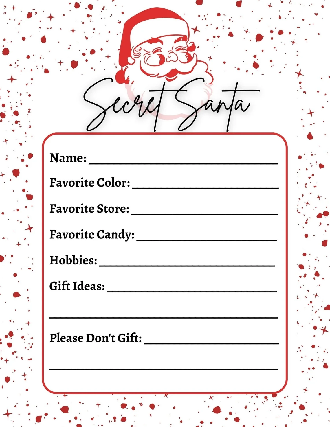 Free Printable Secret Santa Lists Templates Free Printable Secret Santa Lists Templates