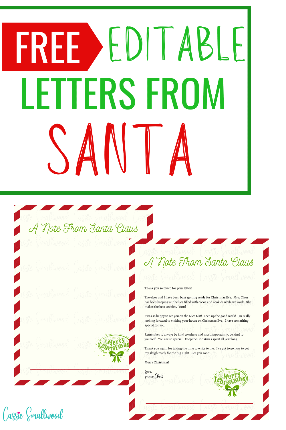 Free From Santa Letter Template Printable Free From Santa Letter Template Printable