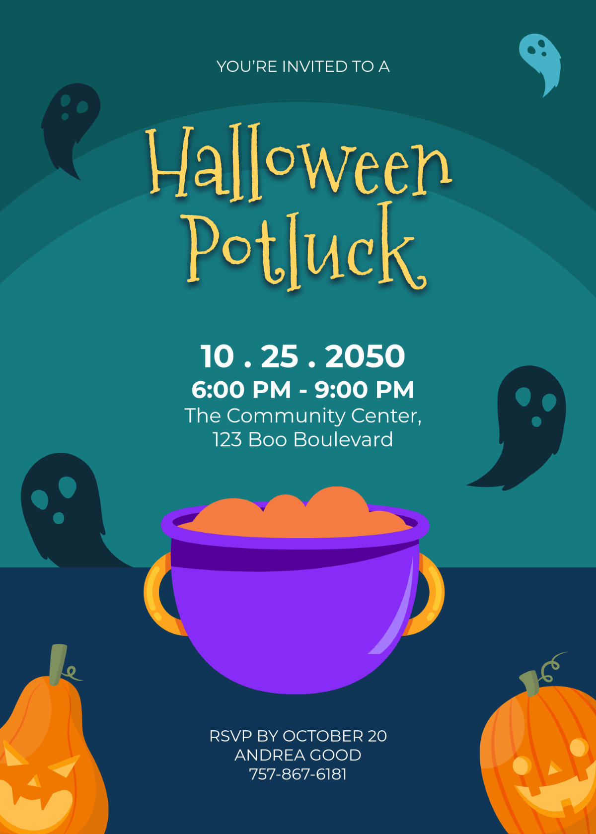 Free Halloween Potluck Invitation Template To Edit Online